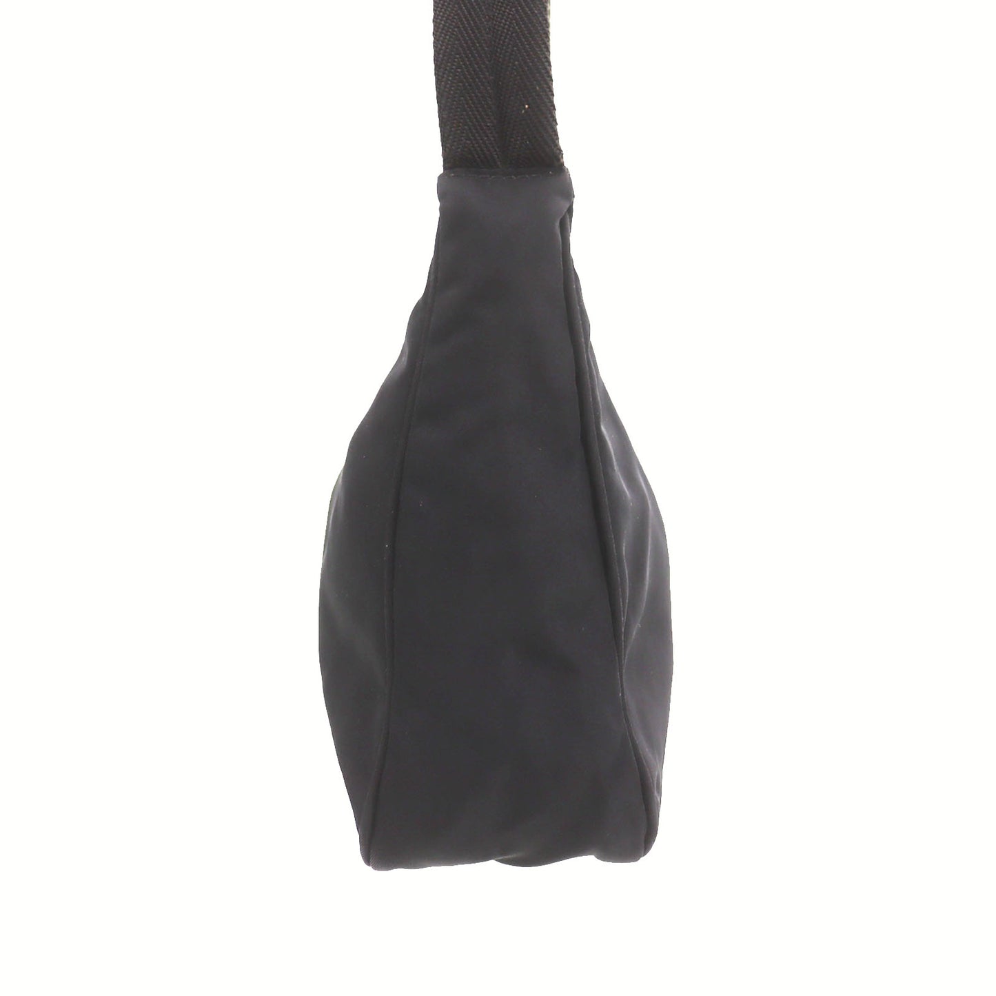 PRADA Hobo Logos Handbag Black Nylon Pouch #CS702