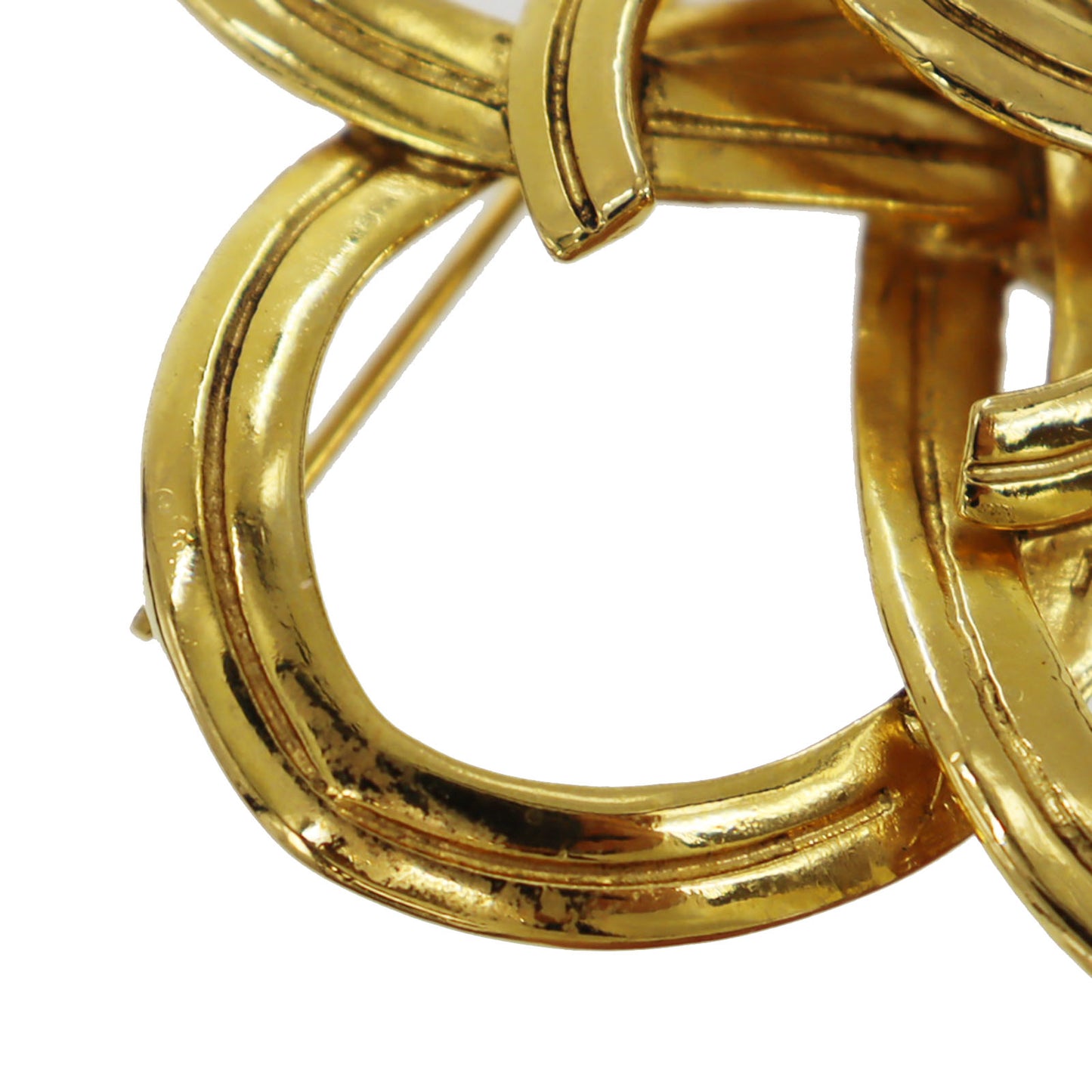 CHANEL CC Flower Pin Brooch Gold Plated 96P #CD808