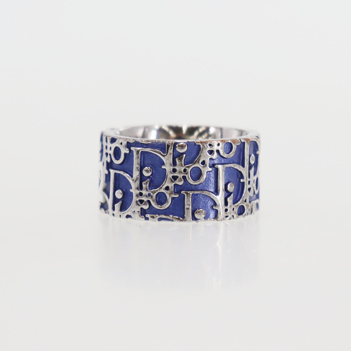 Dior Trotter Finger Ring Blue Silver Size 6 #ED200