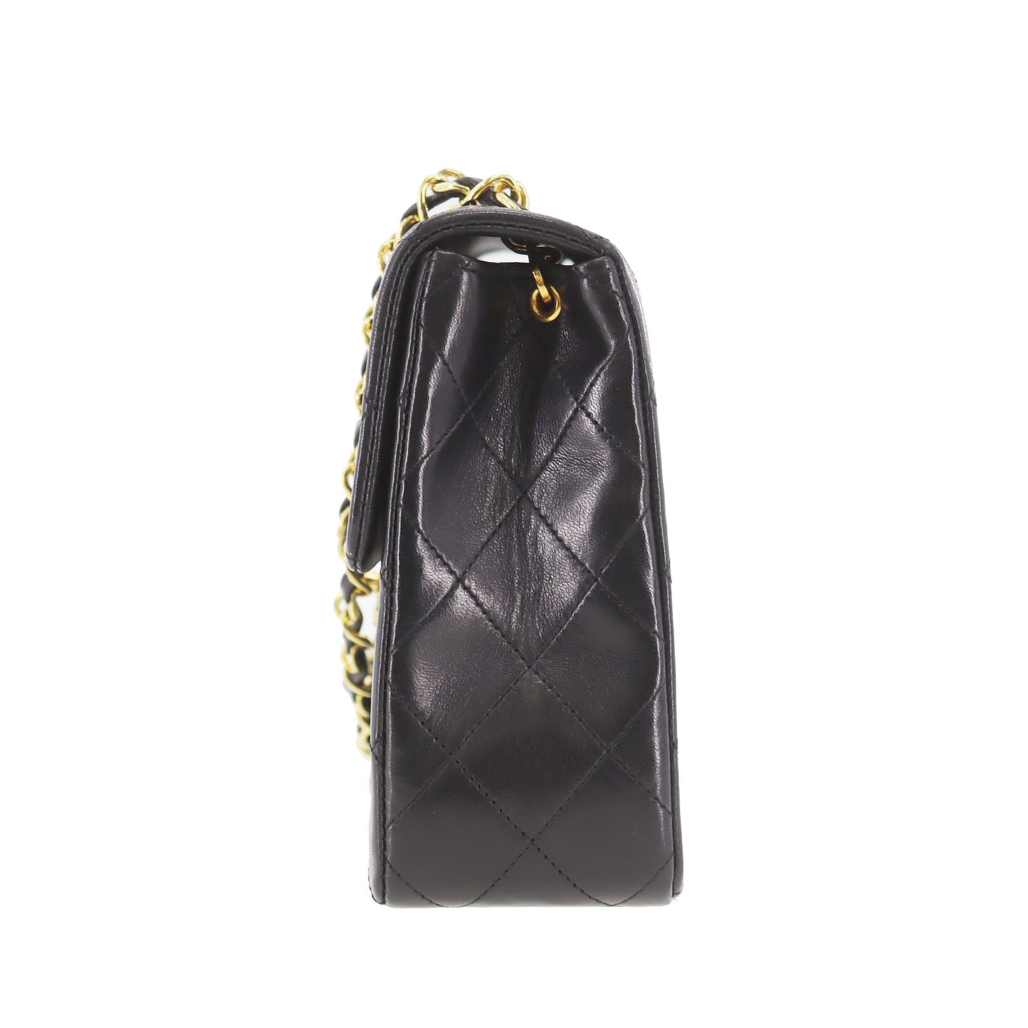 CHANEL Matelasse Shoulder Bag Black Lambskin Leather #CR67