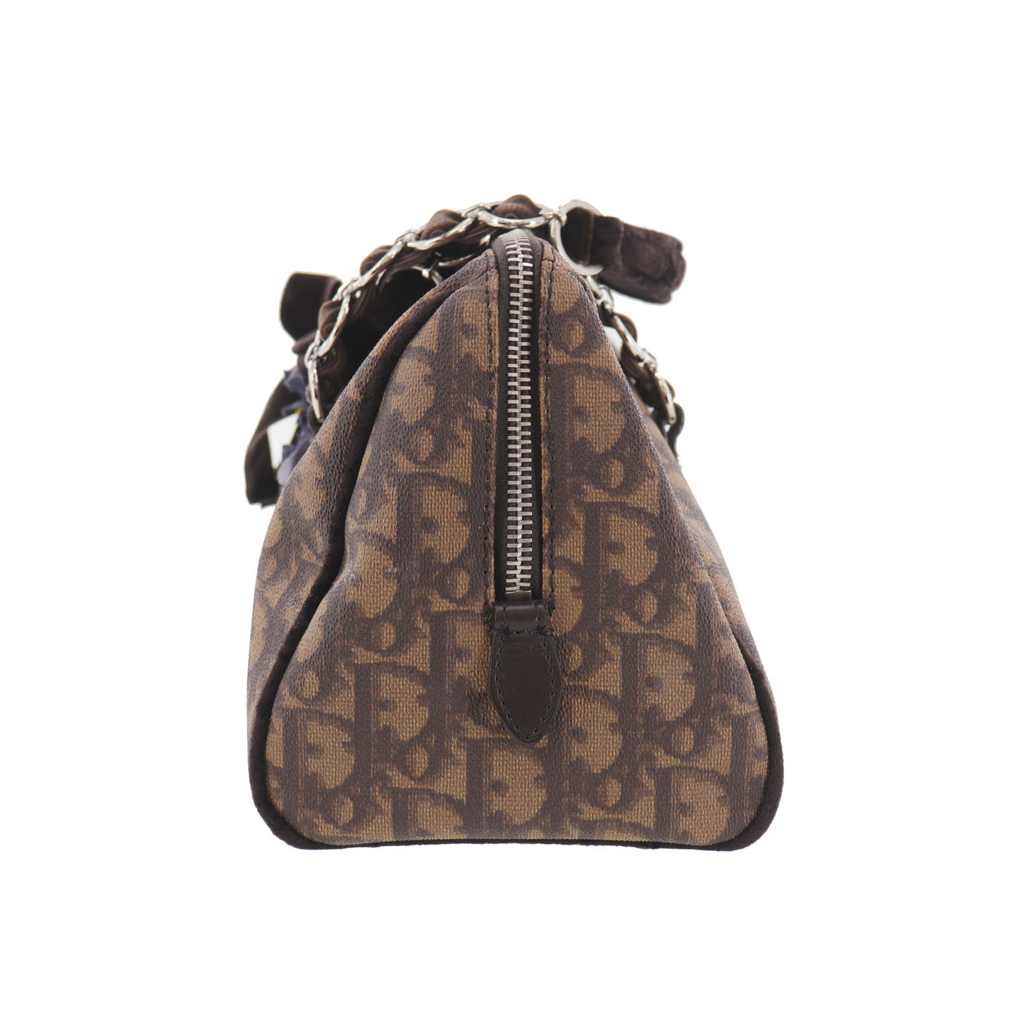 Christian Dior Trotter Flower Handbag Brown PVC #EC853