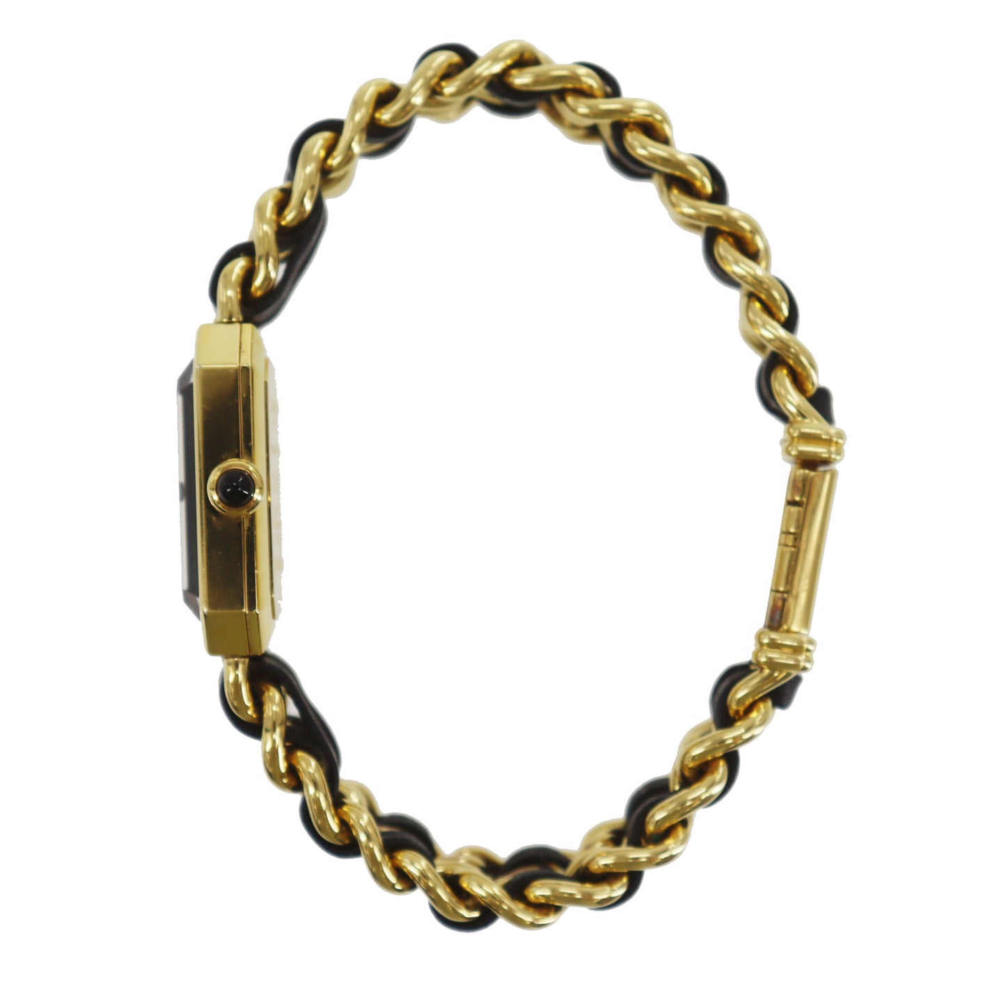 CHANEL Premiere Discontinued Wristwatches L Gold Black Quartz #CO501