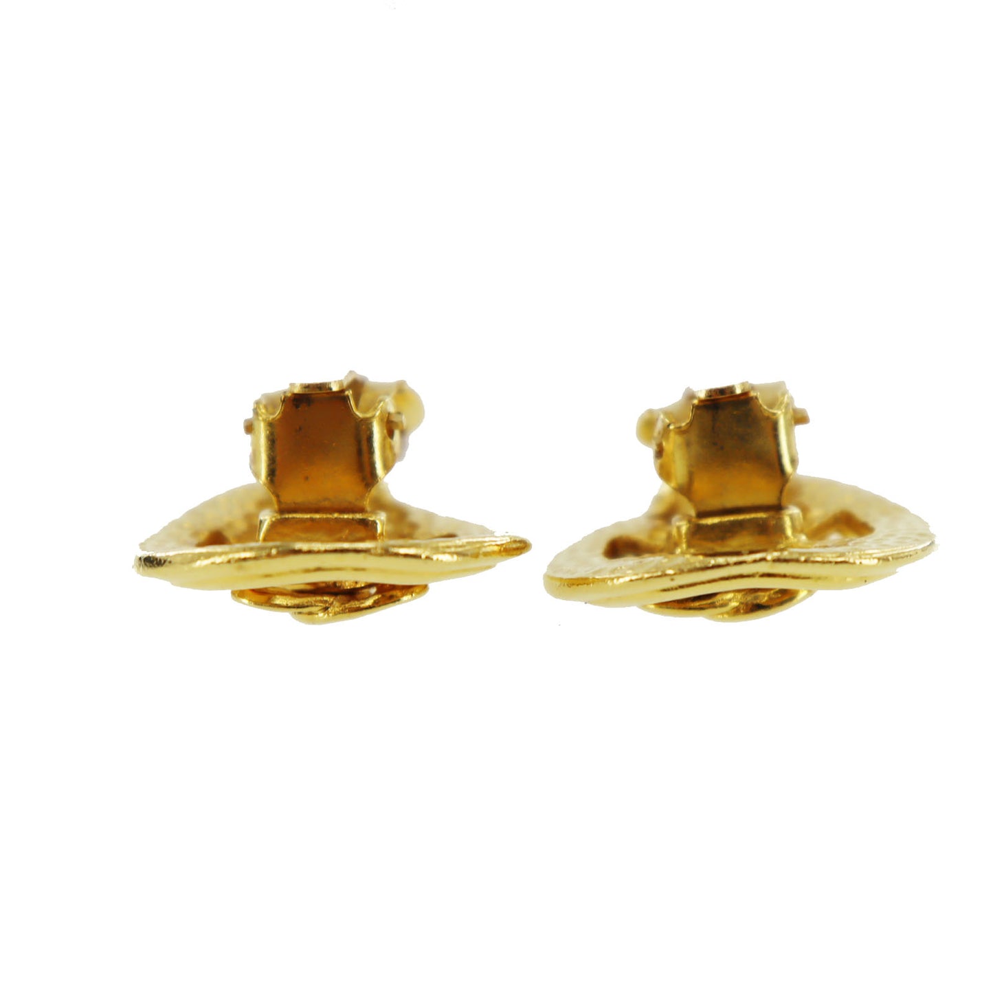 CHANEL CC Logos Drop Earrings Gold Clip-On 96P #AG204