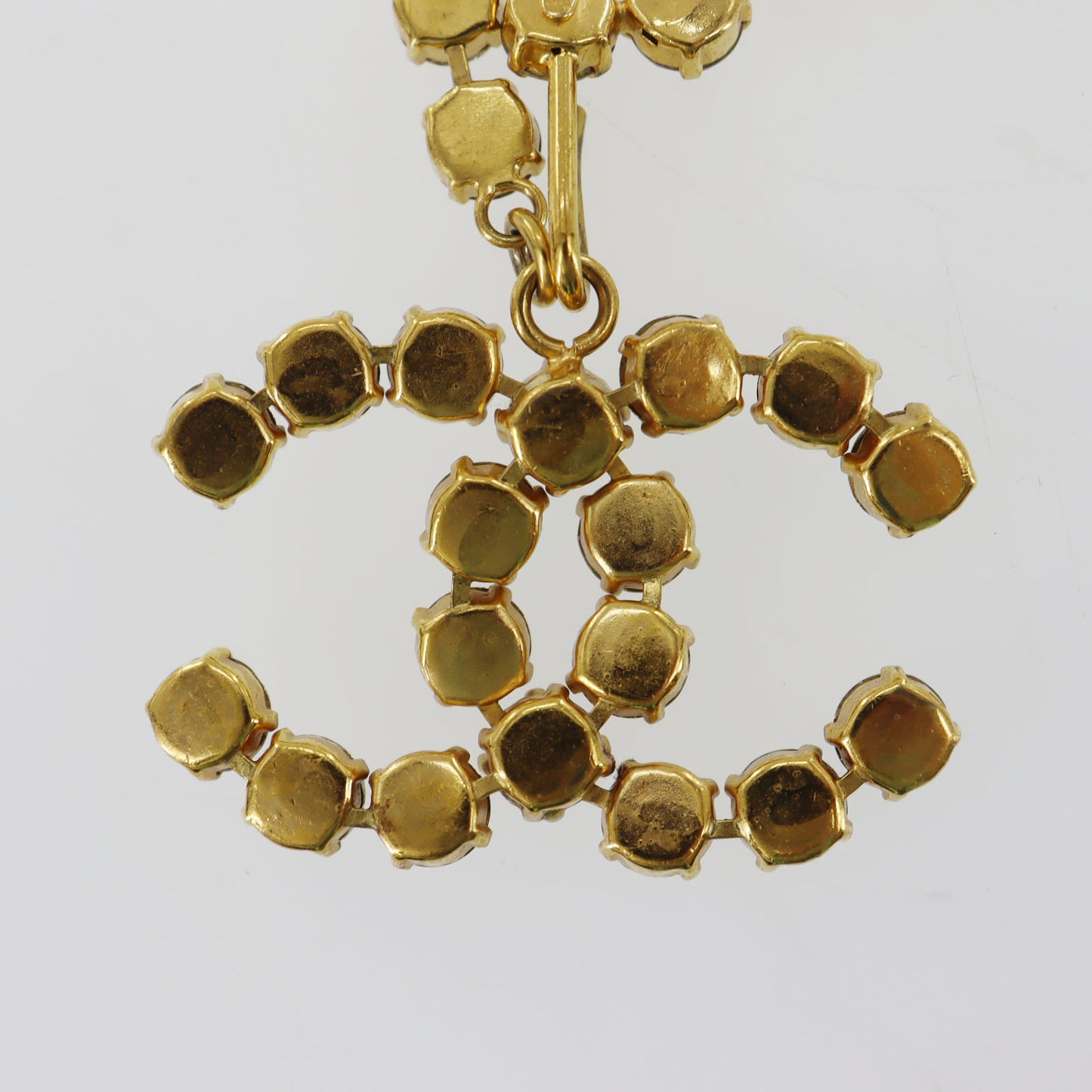 CHANEL CC Logos Rhineston Belt Gold Plated 96 P #CS201