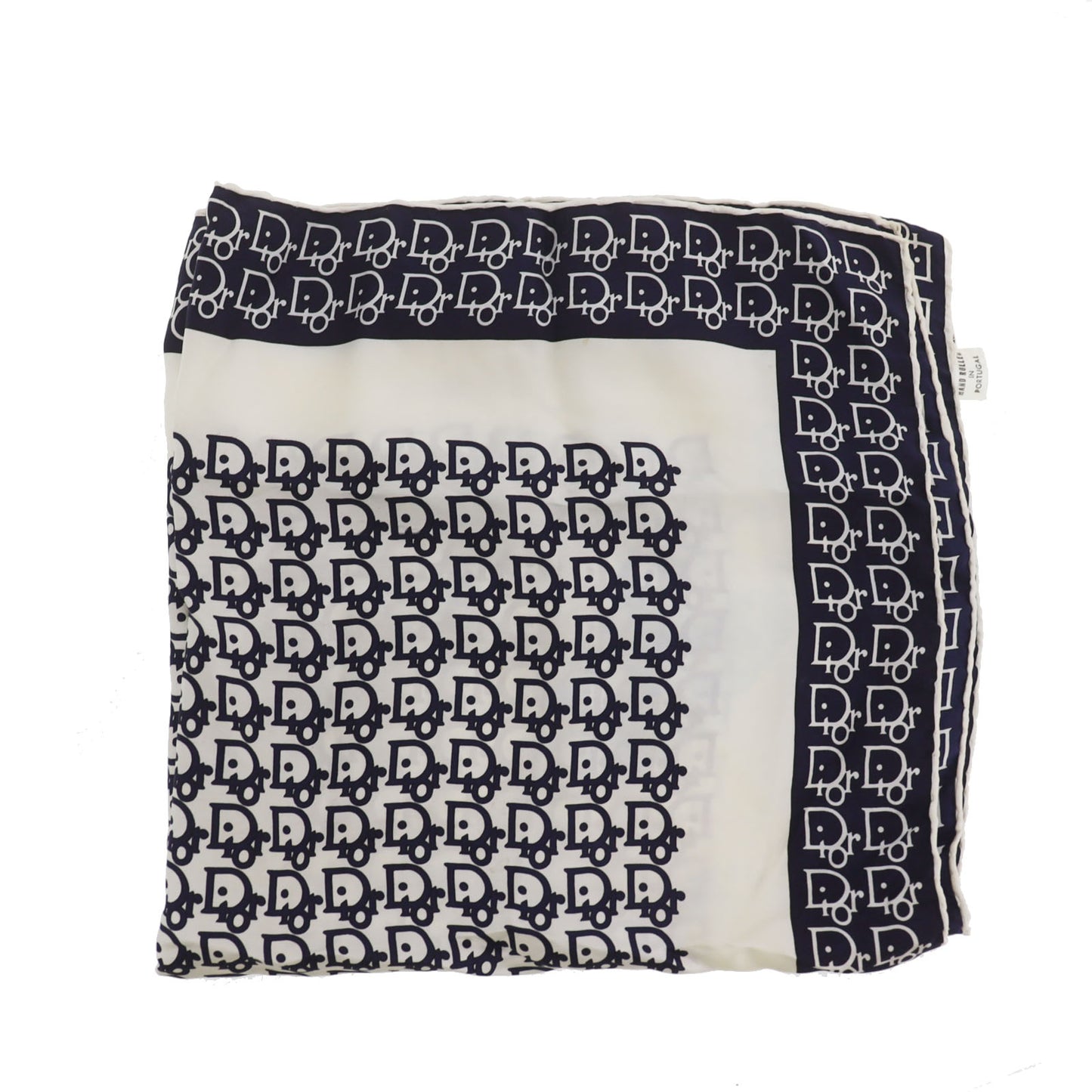 Christian Dior Logos Silk Scarf Navy White #ED37
