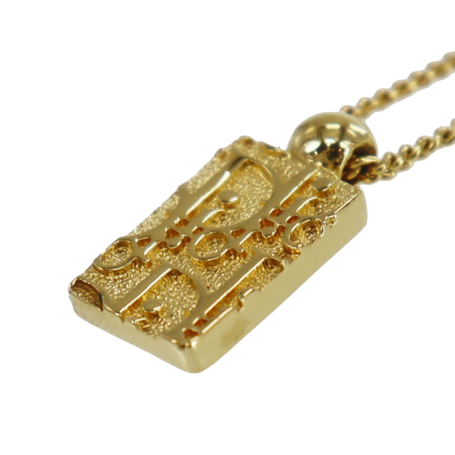 Christian Dior Trotter Rhinestones Chain Necklace Gold Plated #ED531
