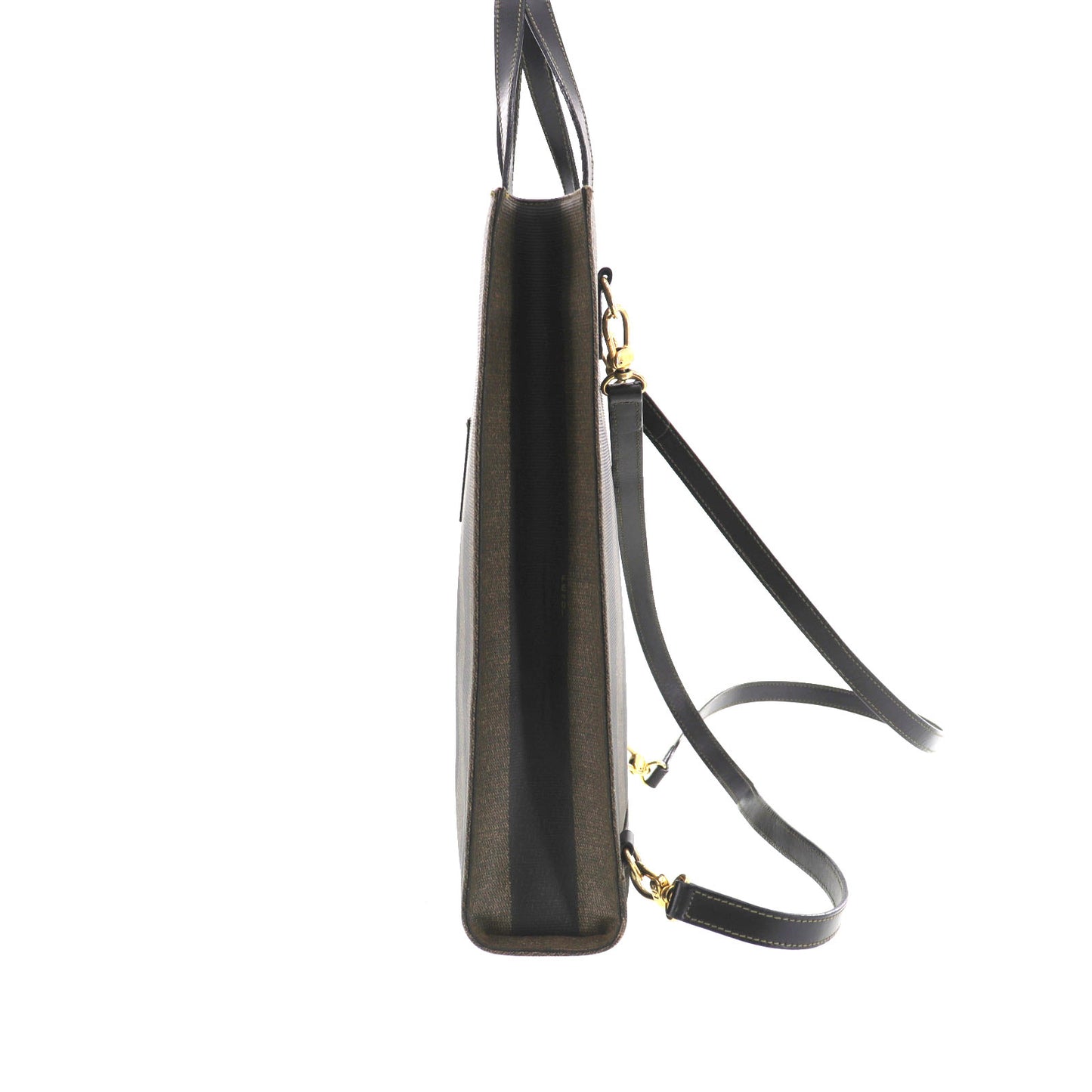 FENDI Pequin 2way Handbag Backpack Black Brown PVC #AH637