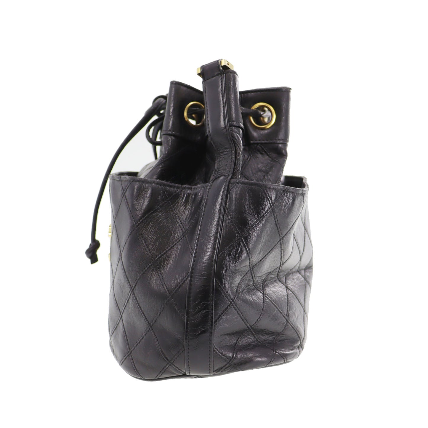 CHANEL Bicolore Shoulder Bag Black Lambskin #CK784