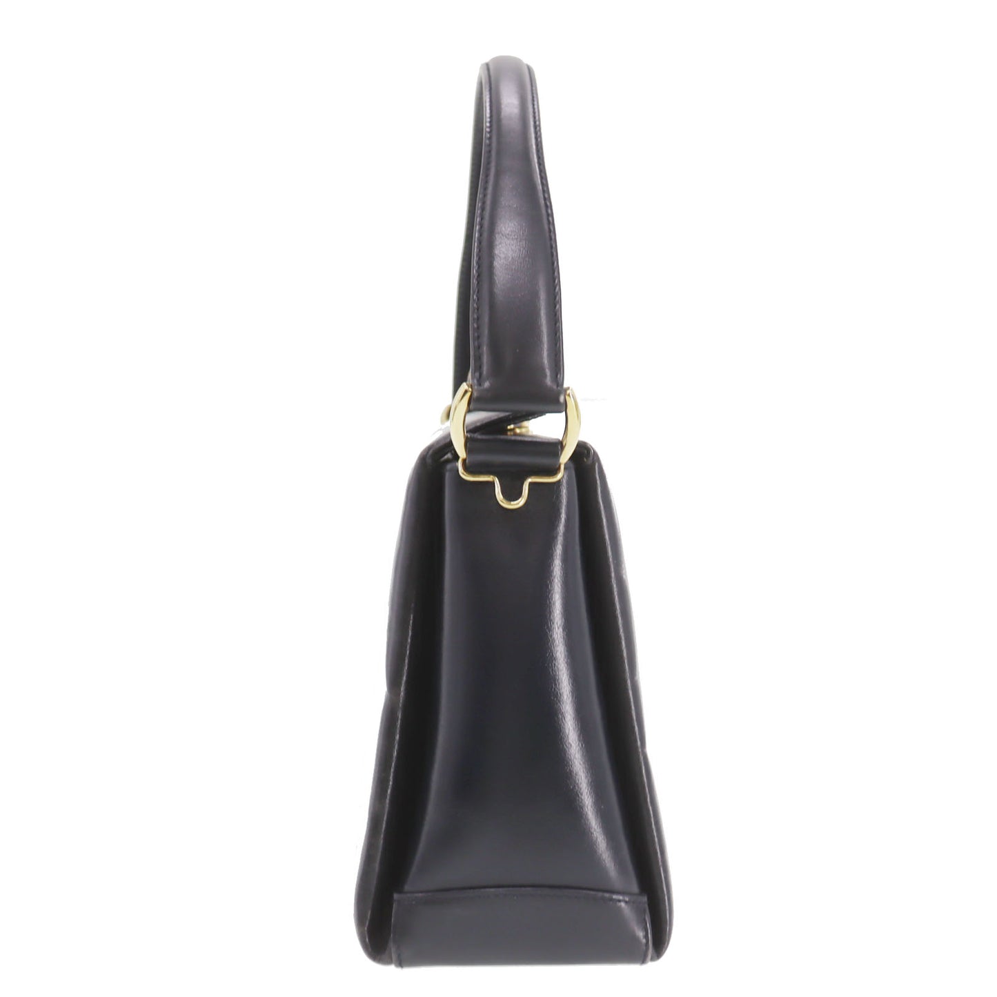 GUCCI Bamboo 2Way Shoulder Handbag Black Leather #CN677