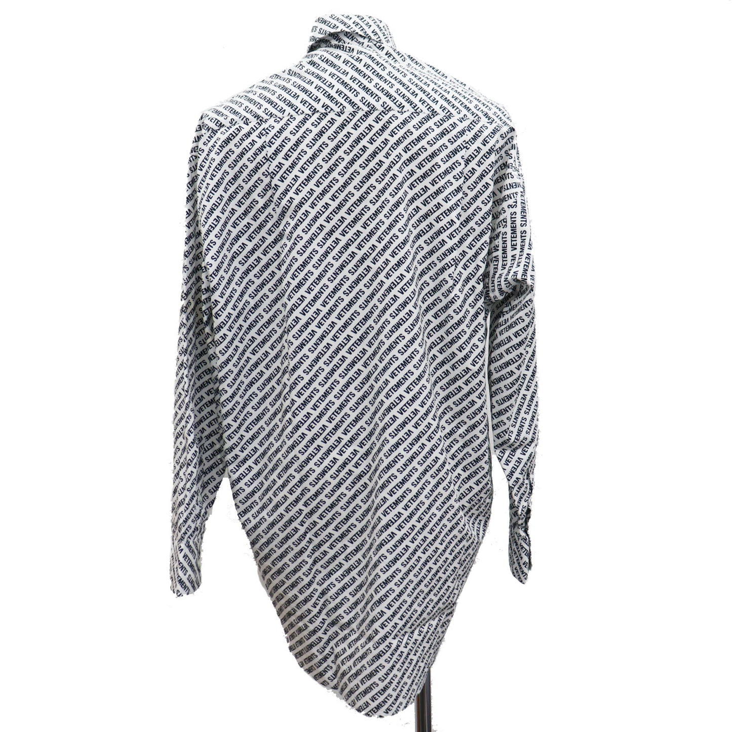 VETEMENTS Logos Long Sleeve Shirt Button Down Size S #AG966