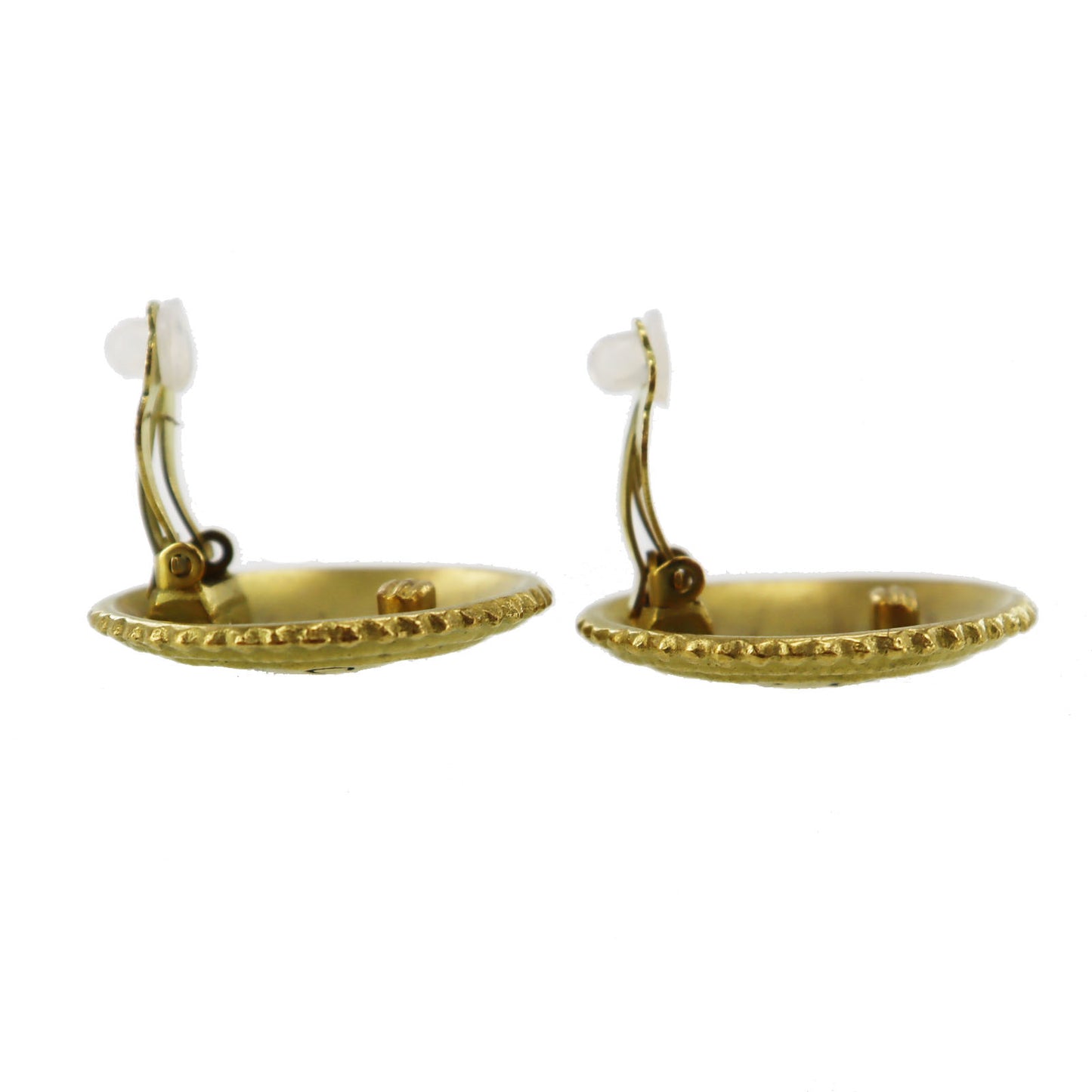 CHANEL COCO Earrings Gold Clip-On Circle 95P #AG998