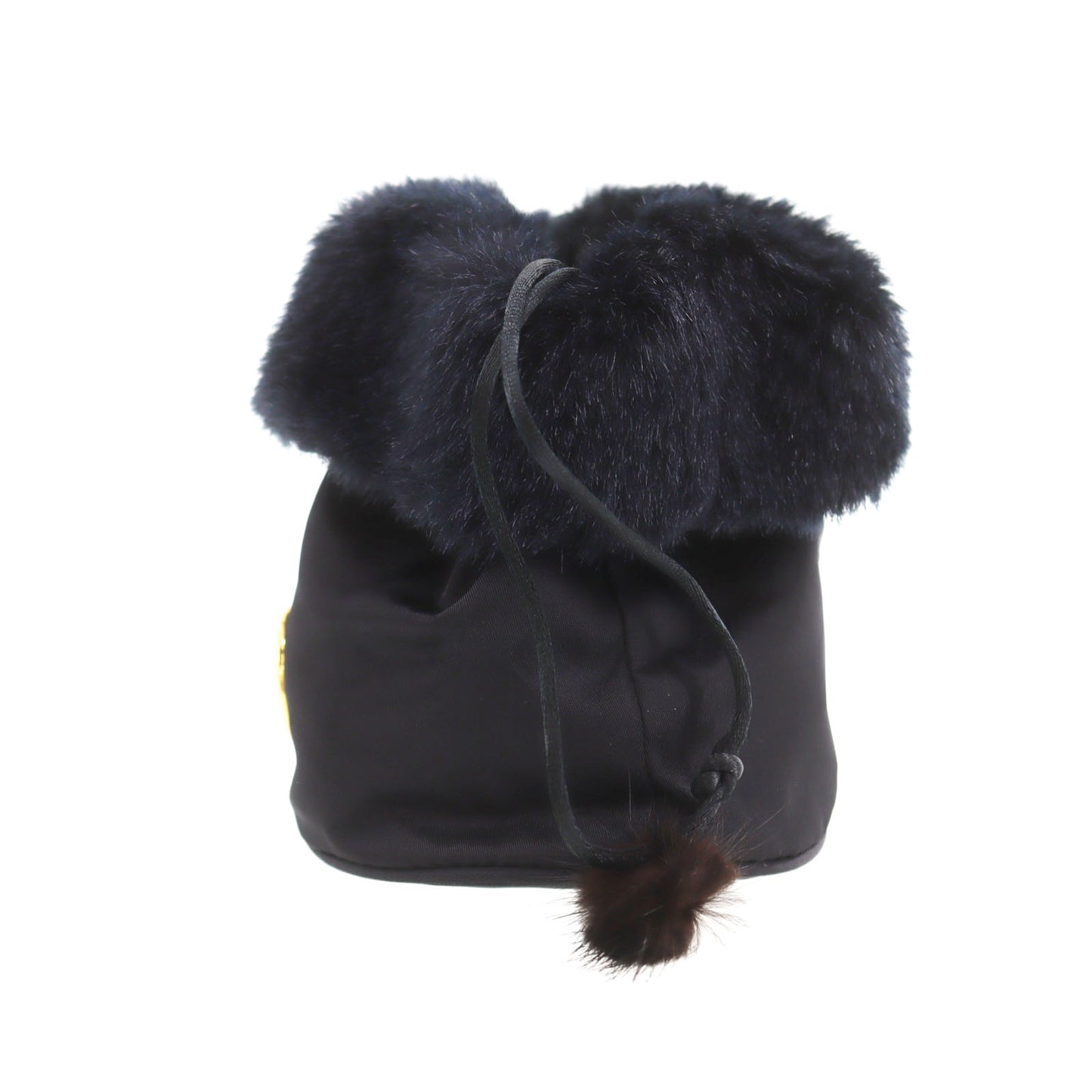 CELINE Drawstring Pouch Black Nylon Far #AG802