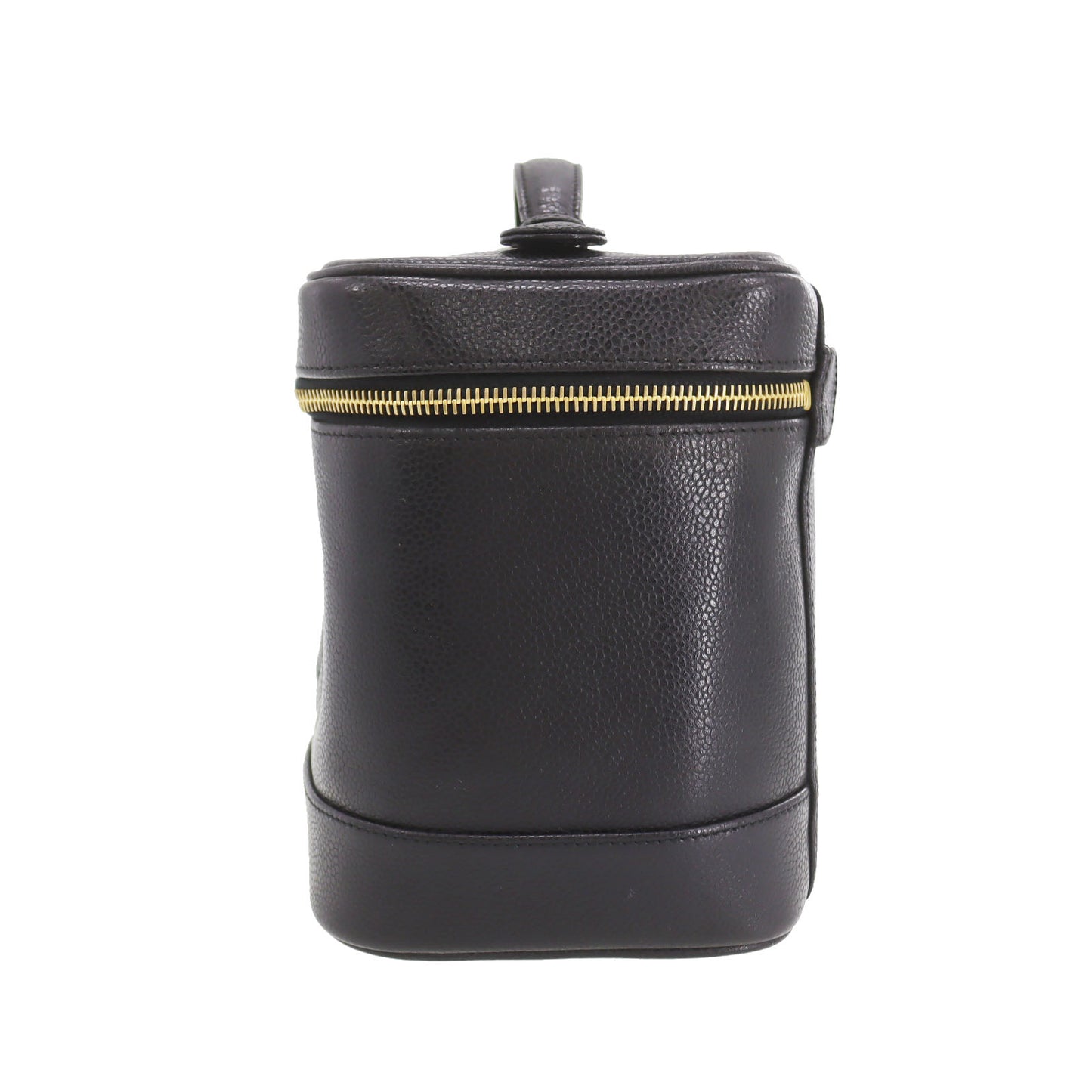 CHANEL CC Handbag Vanity Black Caviar Skin Leather #CP939