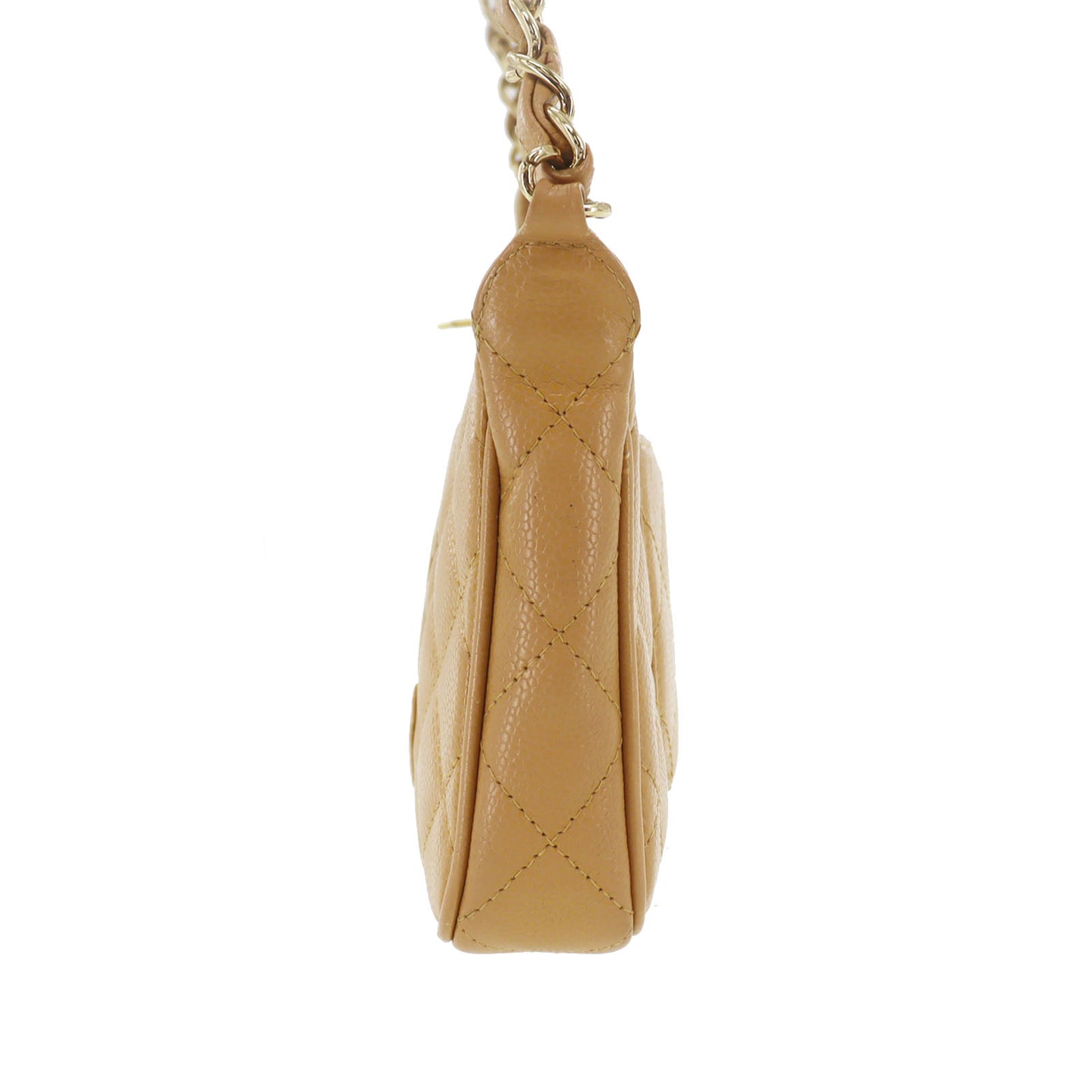 CHANEL CC Logo Shoulder Bag Beige Leather #CS561