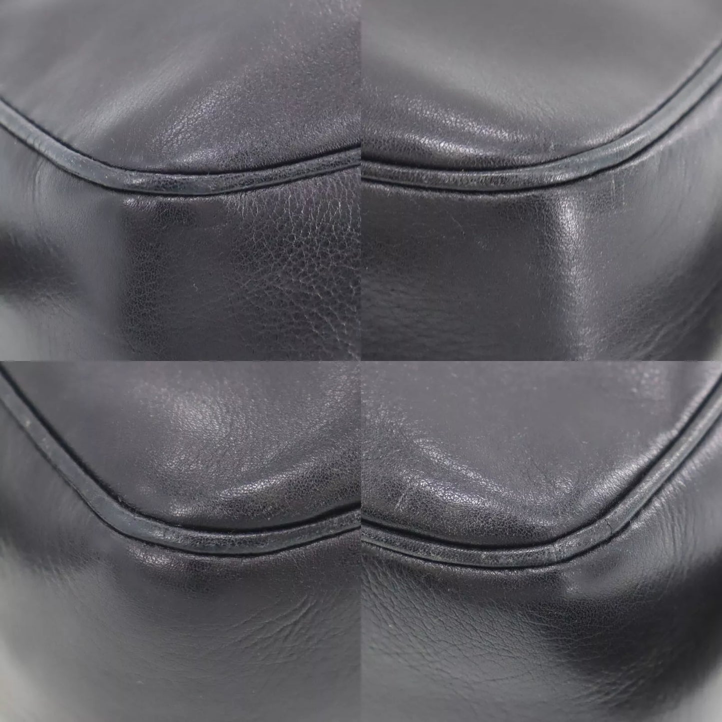 CELINE Logos Shoulder Bag Navy Leather #AH82