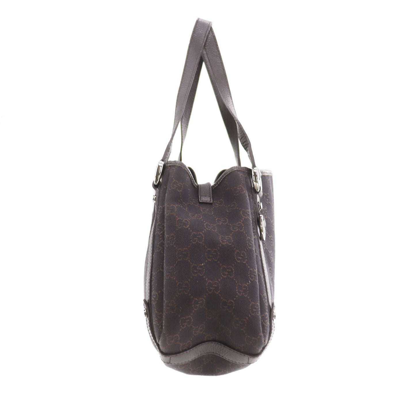 GUCCI Original GG Canvas Handbag Tote Dark Brown #AH621