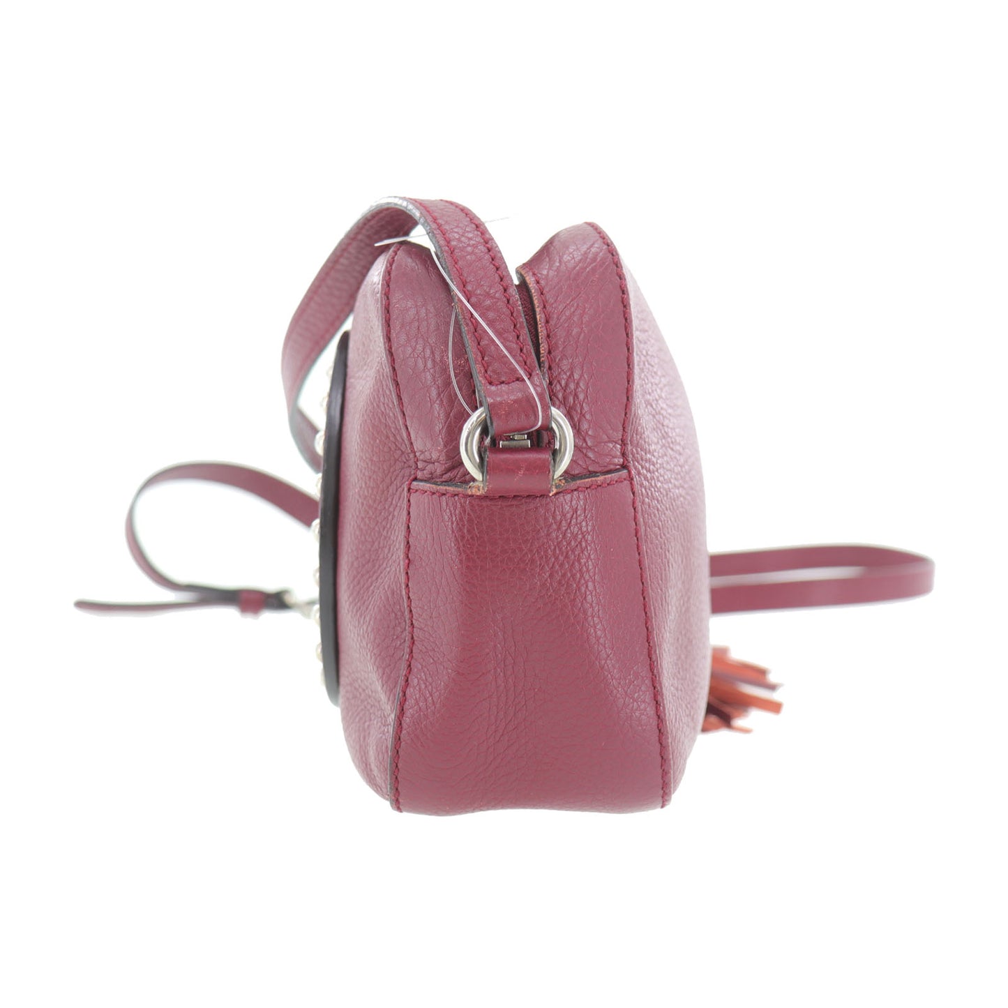 GUCCI Studded Soho Disco Crossbody Shoulder Bag Bordeaux Leather #AG432