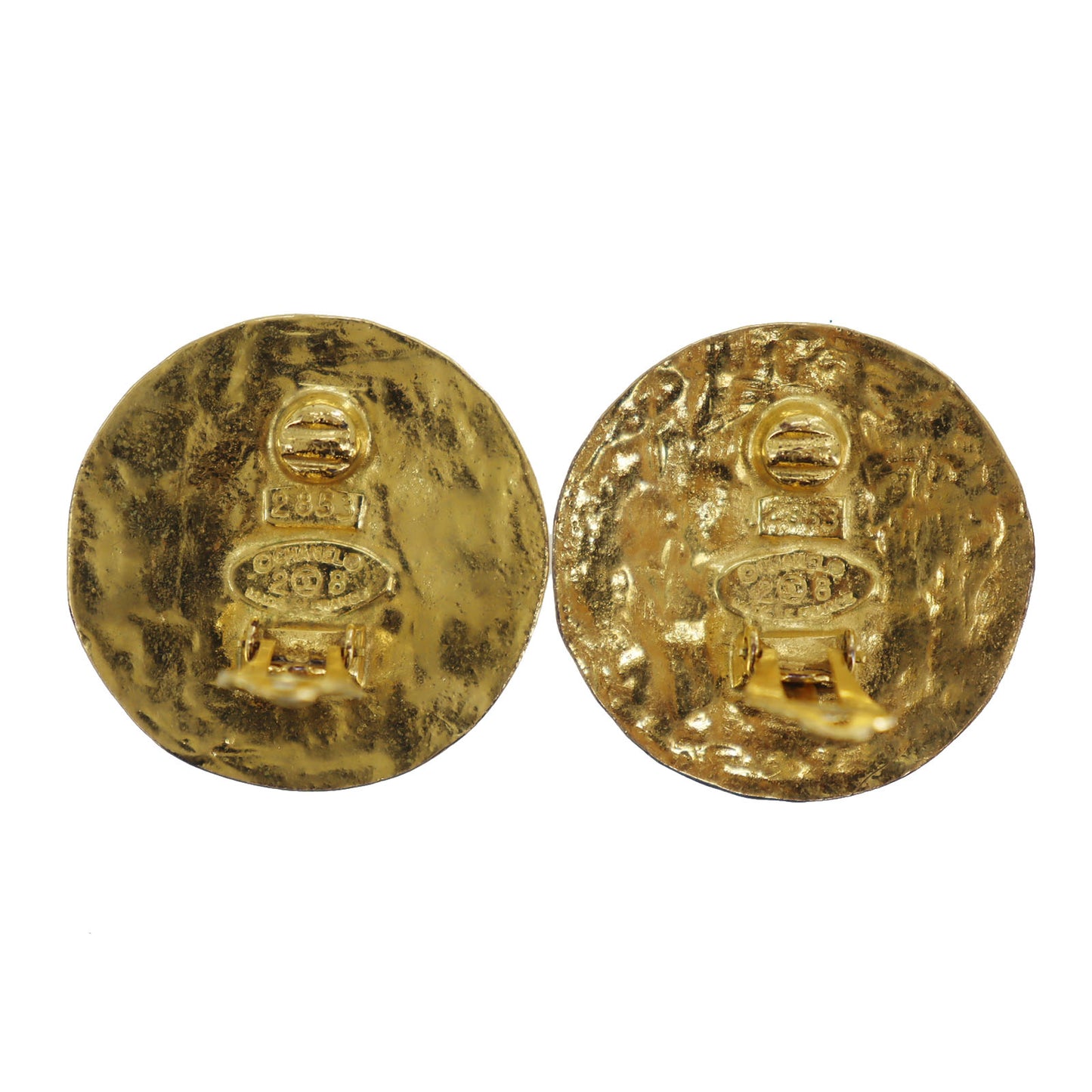 CHANEL CC Logos Round Gold Clip-On Circle Earrings 2853 #BR163