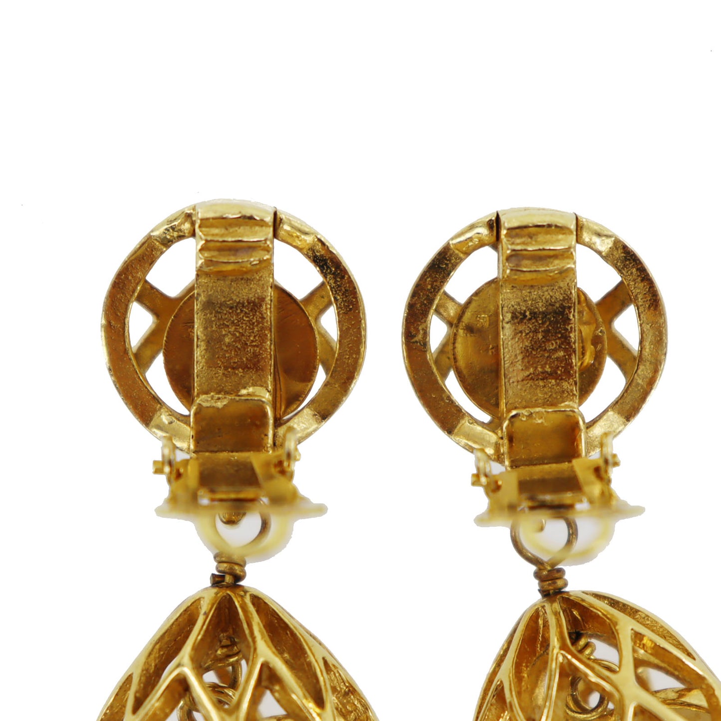 CHANEL CC Logos Earrings Gold Clip-On #BT580