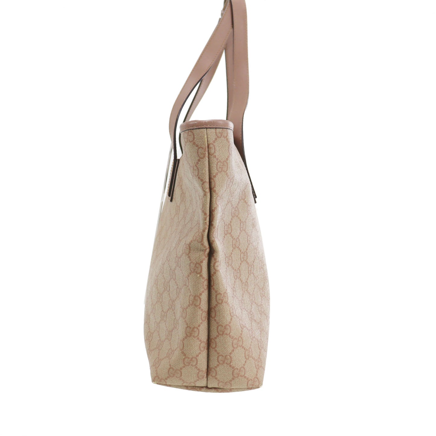 GUCCI GG Plus Tote Handbag Pink Beige PVC Leather #BZ754