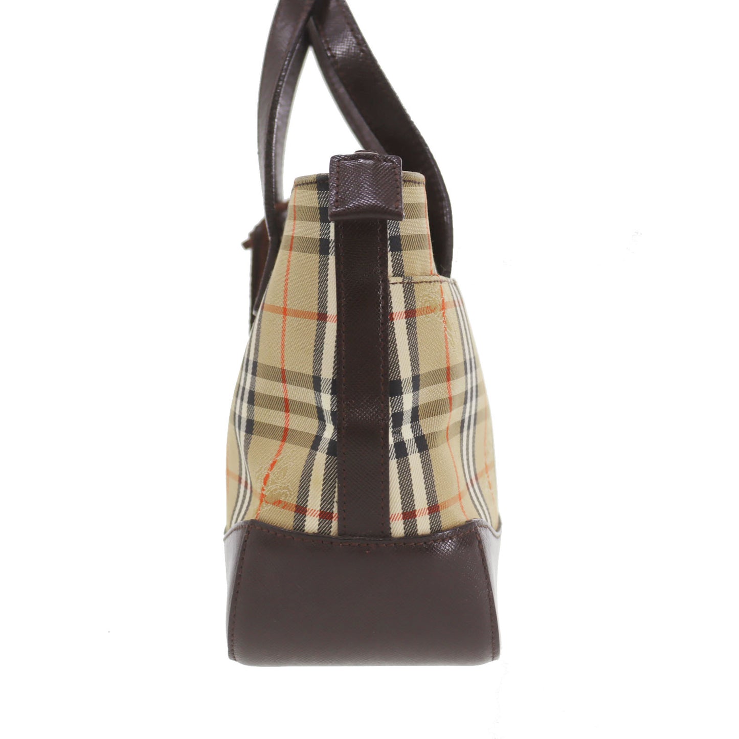 Burberry Burberry Check Mini Tote Handbag Beige Brown Canvas #CL258