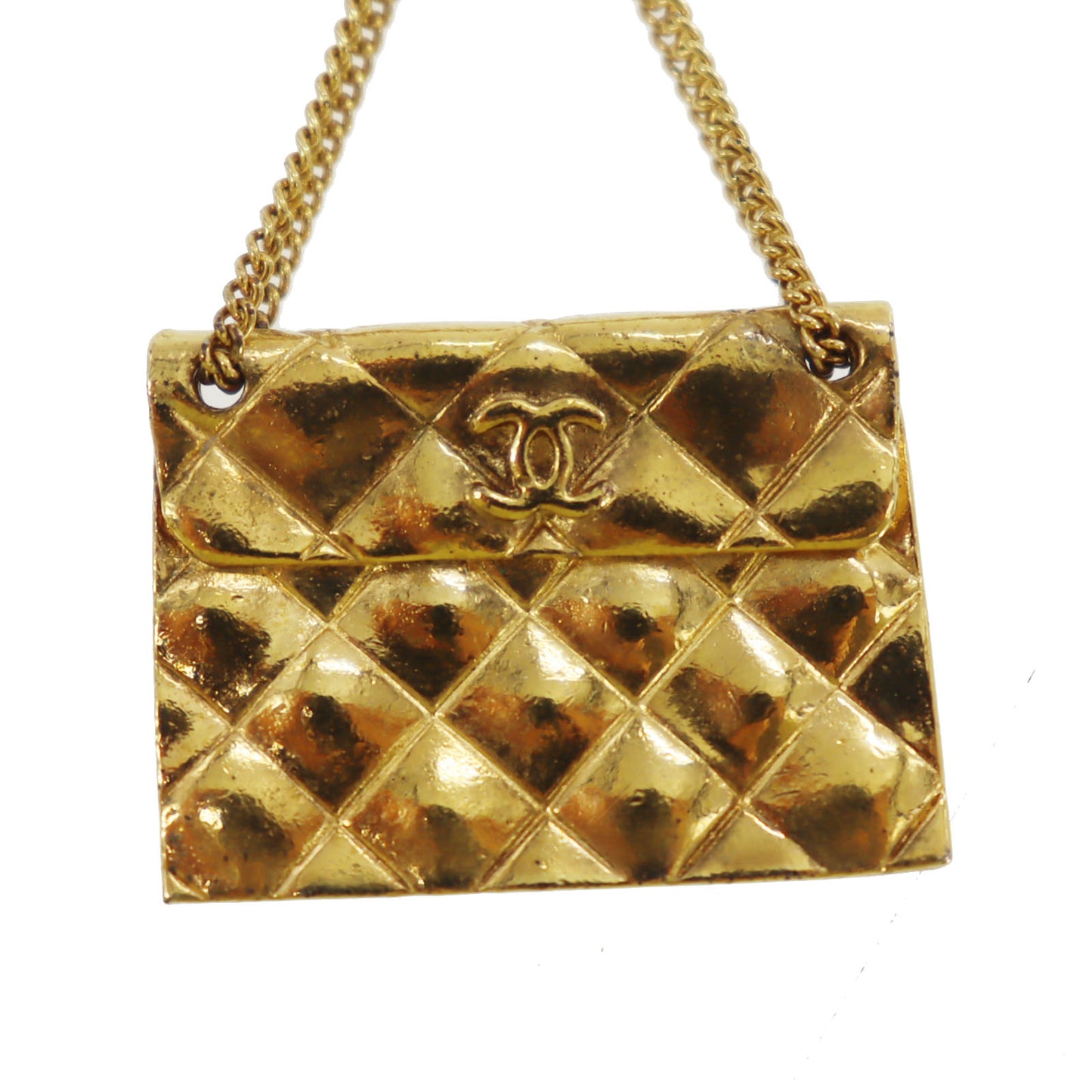 CHANEL CC Logo Used Matelasse Swing Pin Brooch Gold Plated 26 Vintage #BX144 S