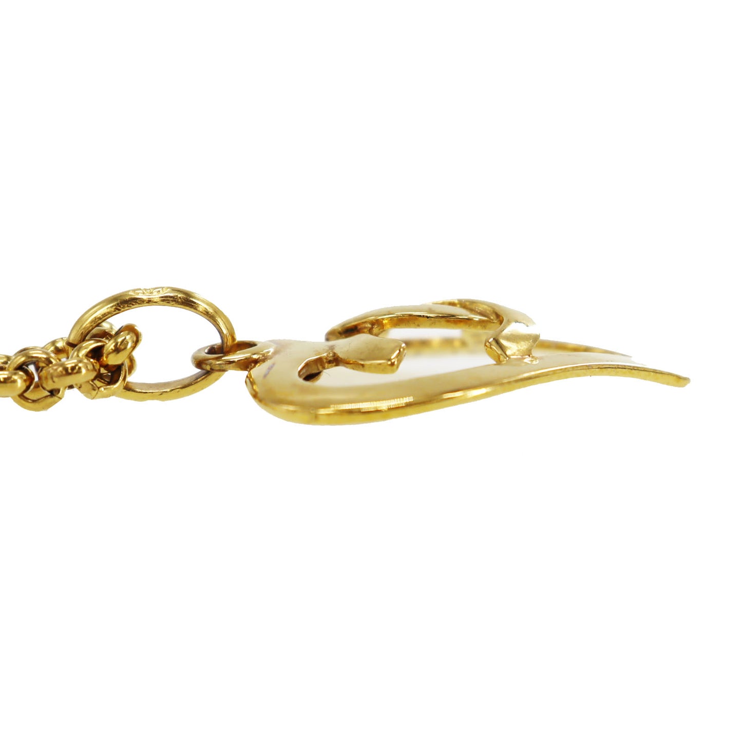 CHANEL CC Logos Heart Gold Plated Chain Necklace #CE734