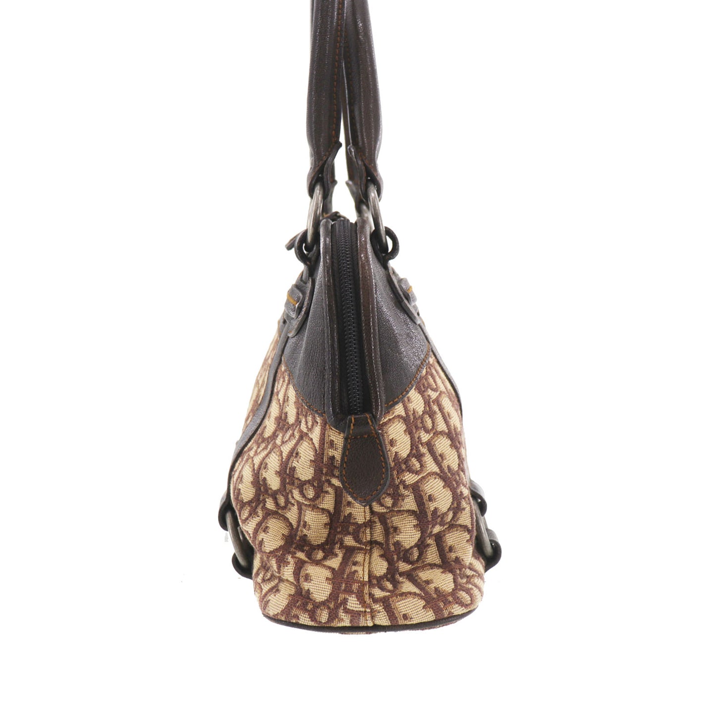 Christian Dior Trotter Handbag Brown Canvas Vintage #AH633