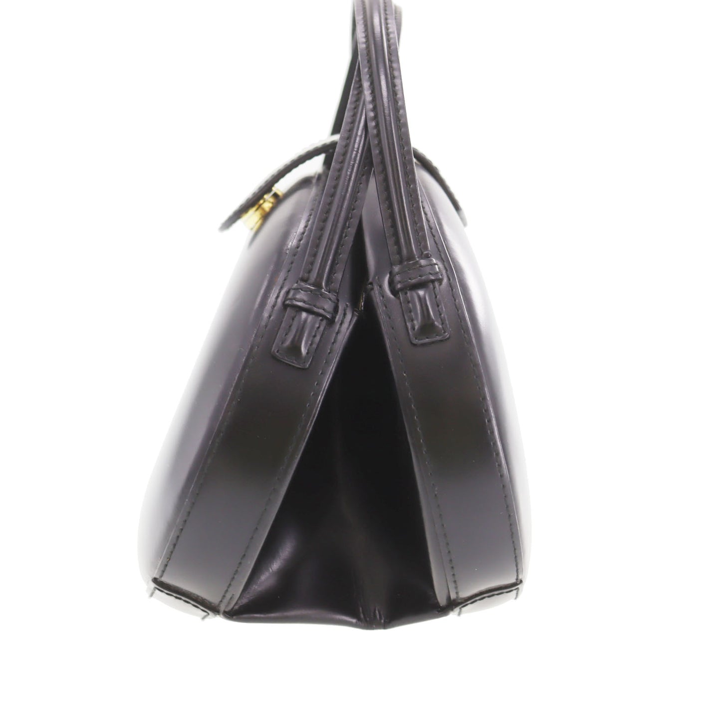 LOEWE Logos Round Handbag Black Leather #BU453