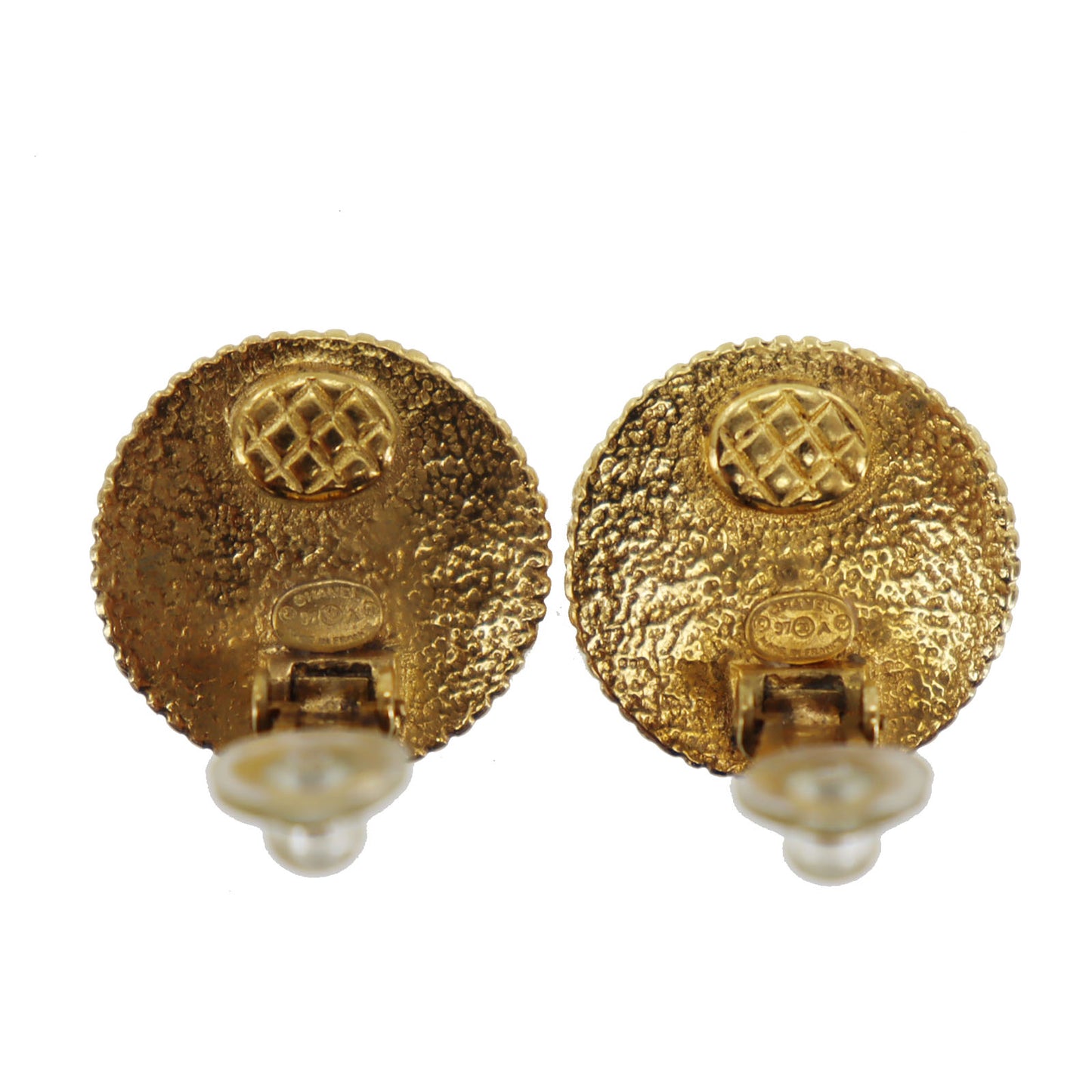 CHANEL CC Logos Circle Earrings 97 A Clip-On Gold #BR366