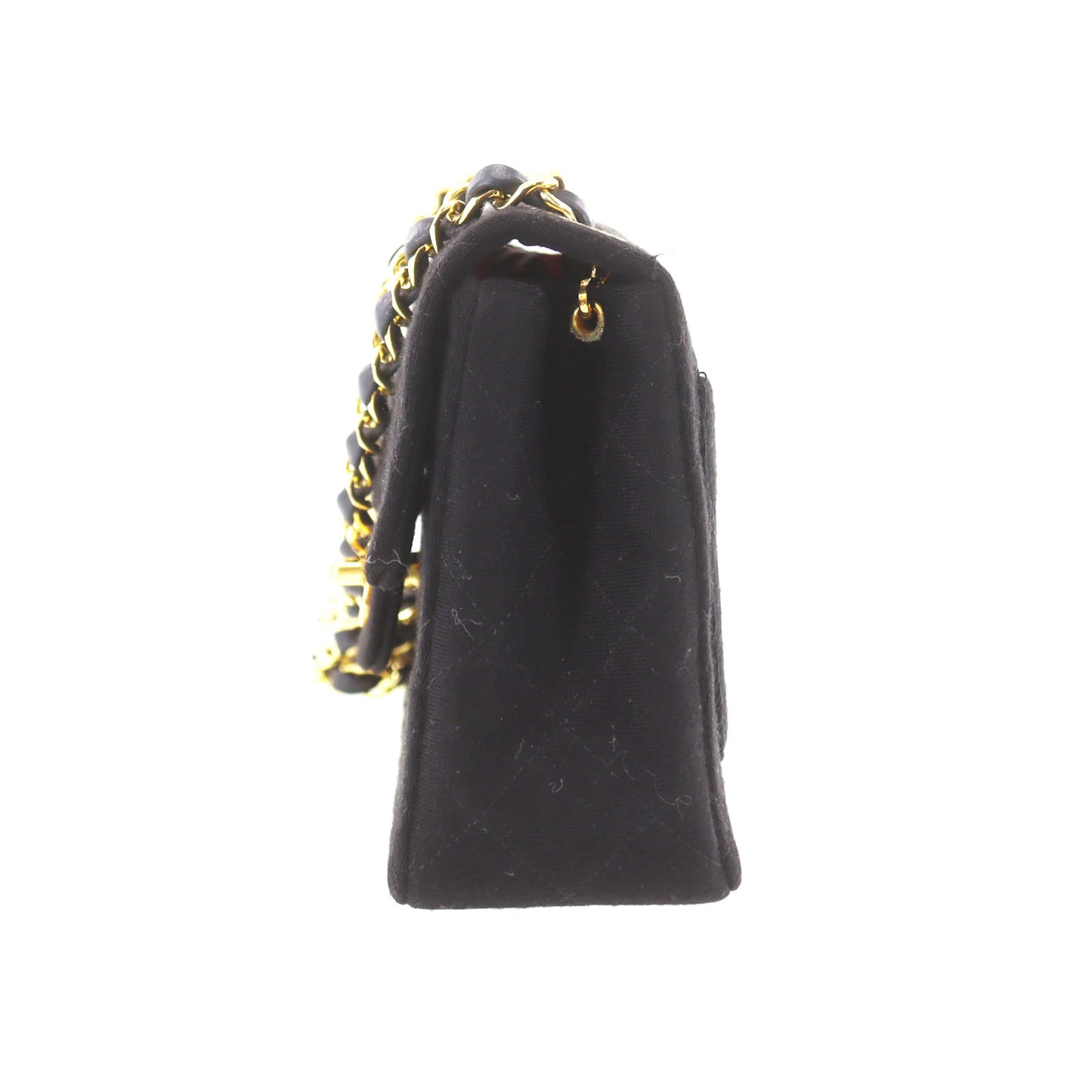 CHANEL Matelasse Crossbody Shoulder Bag Black Cotton #AF580