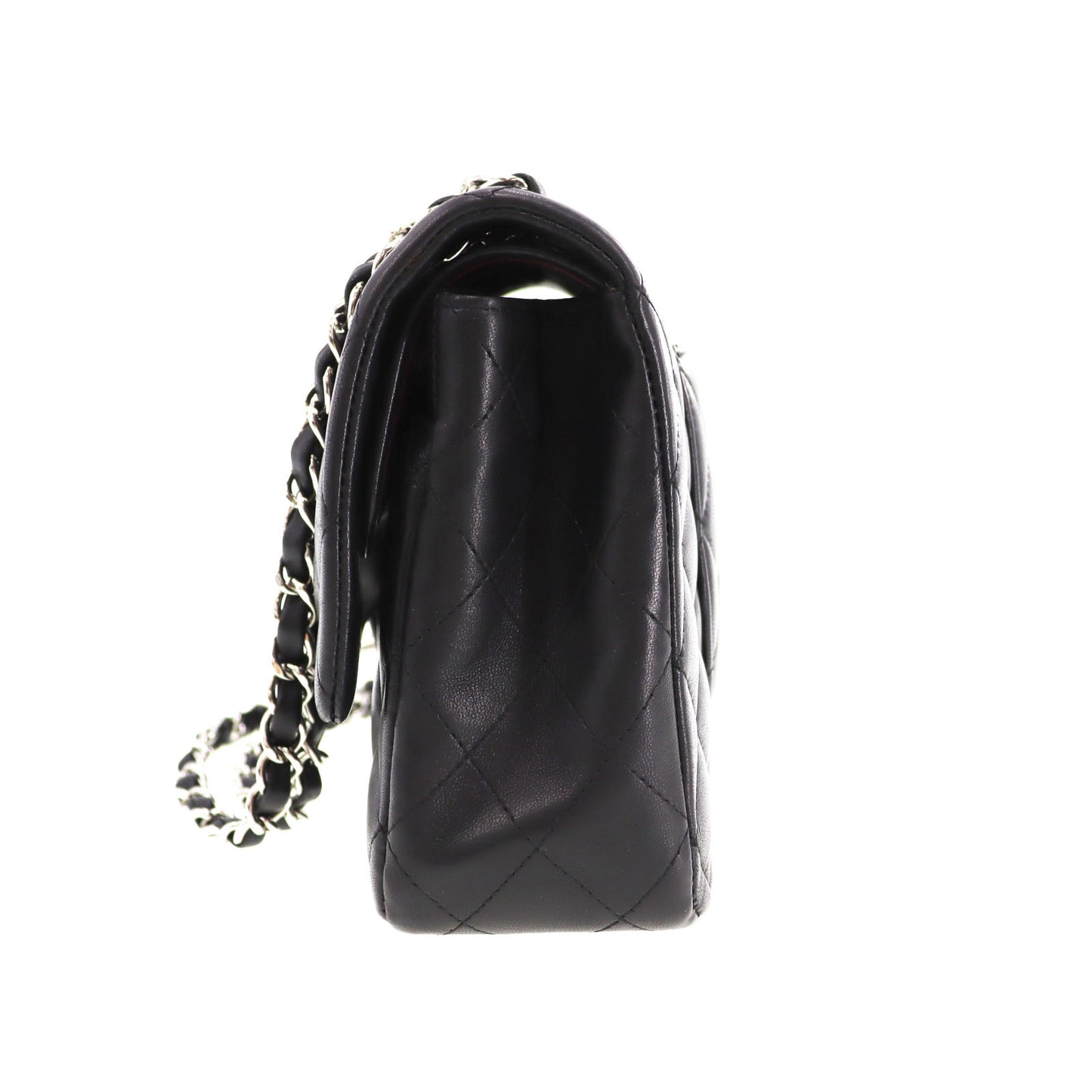 CHANEL Matelasse 25 Double Flap Shoulder Bag Black Lambskin #CJ765