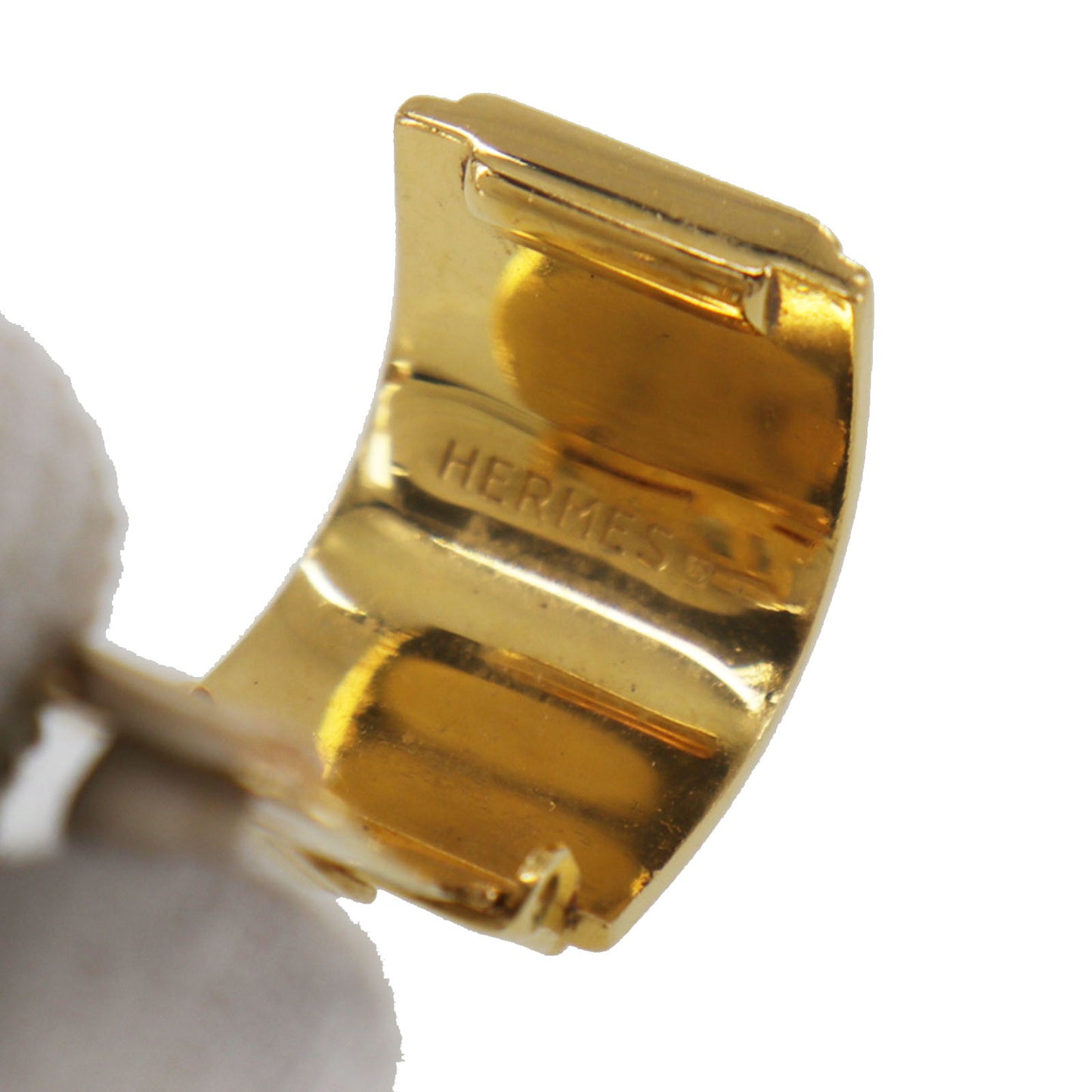 HERMES Enameled Gold-Plated Clip-On Earrings #EG945