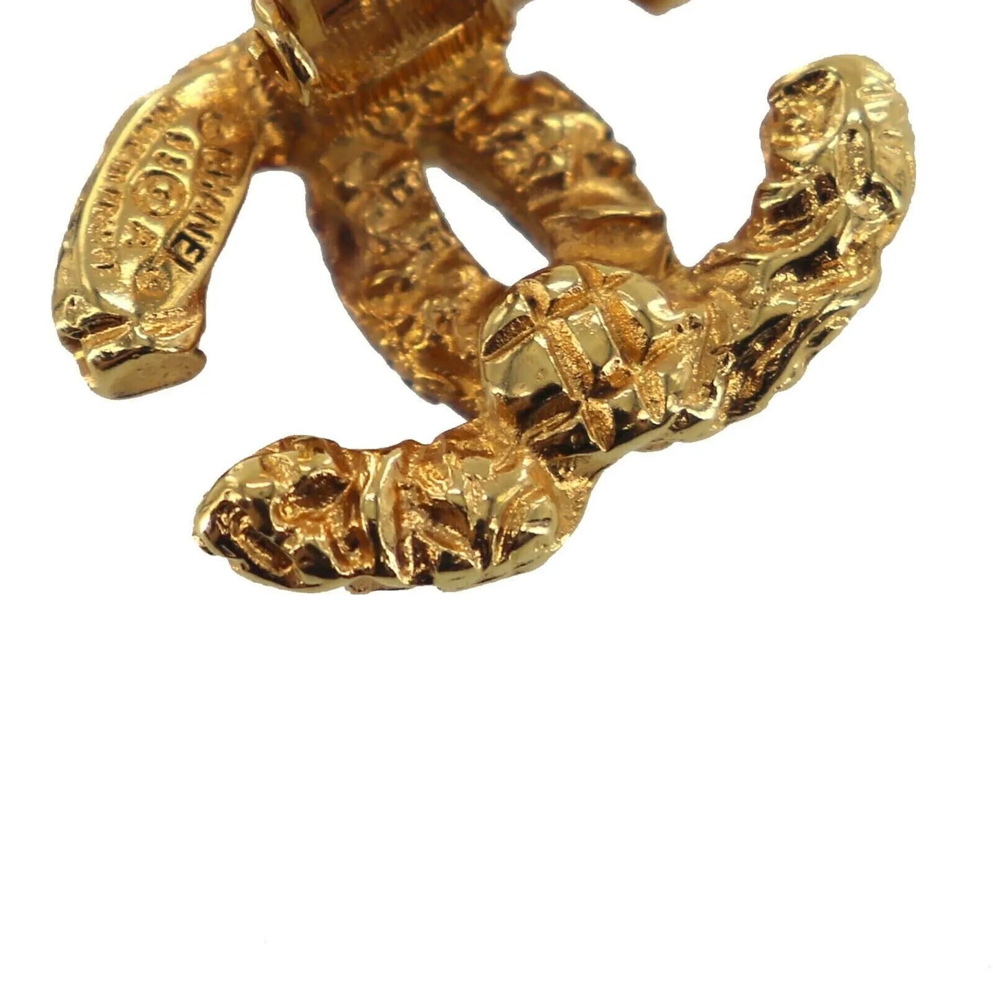 CHANEL CC Logos Earrings Gold Clip-On 95A #AE654