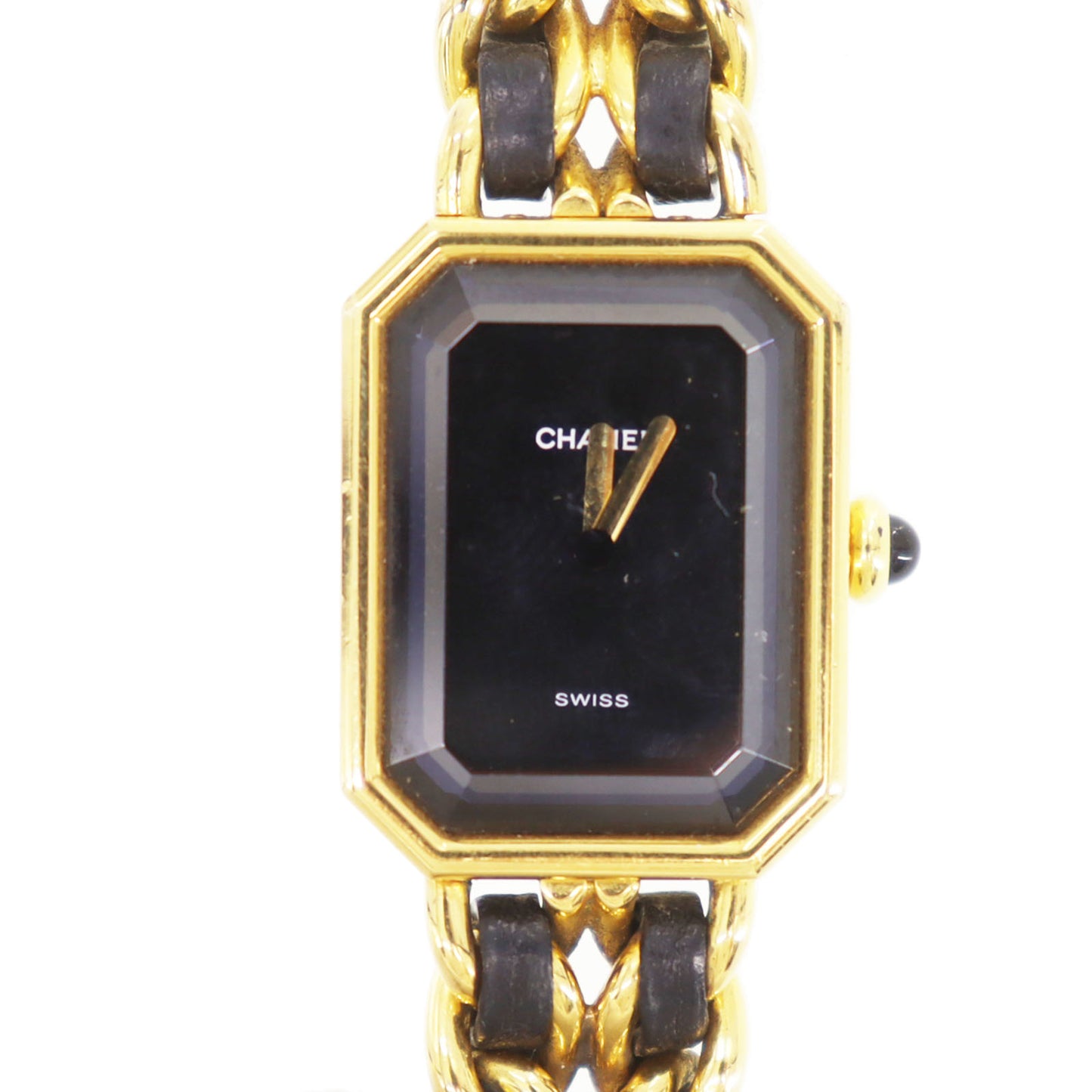 CHANEL Premiere Discontinued Wristwatches L Gold Black Quartz #CW937