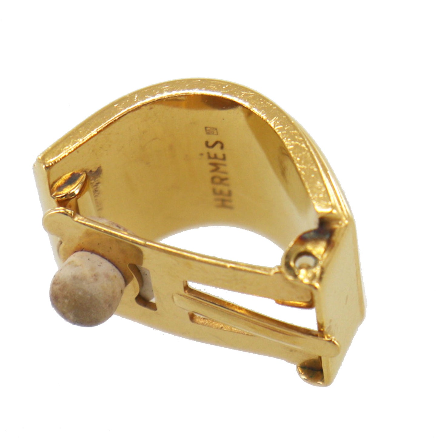 HERMES Enameled Gold-Plated Clip-On Earrings #EG945