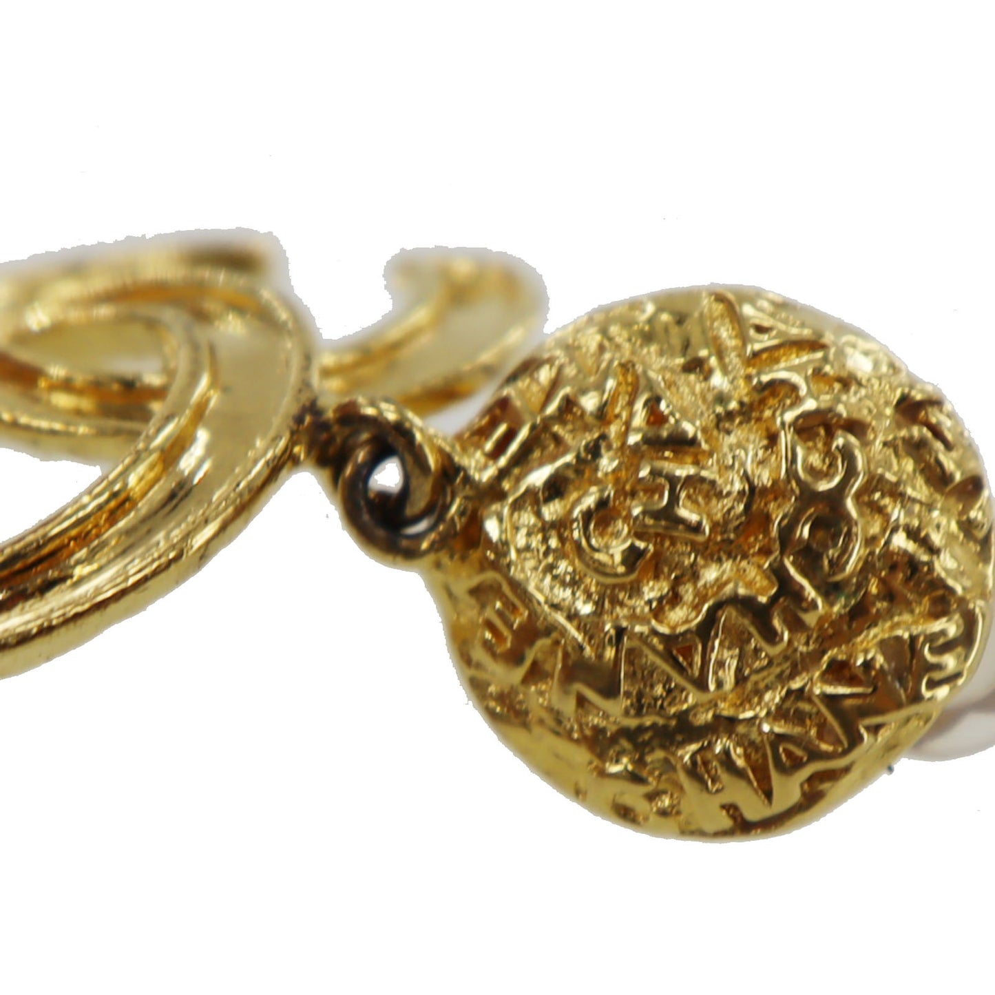 CHANEL CC Logos Circle Earrings Gold Clip-On 95A #AG999