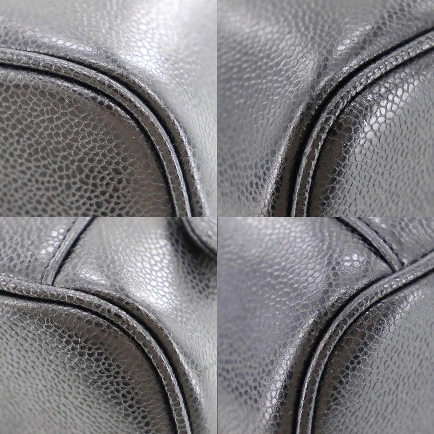 CHANEL CC Handbag Vanity Black Caviar Skin Leather #AG646