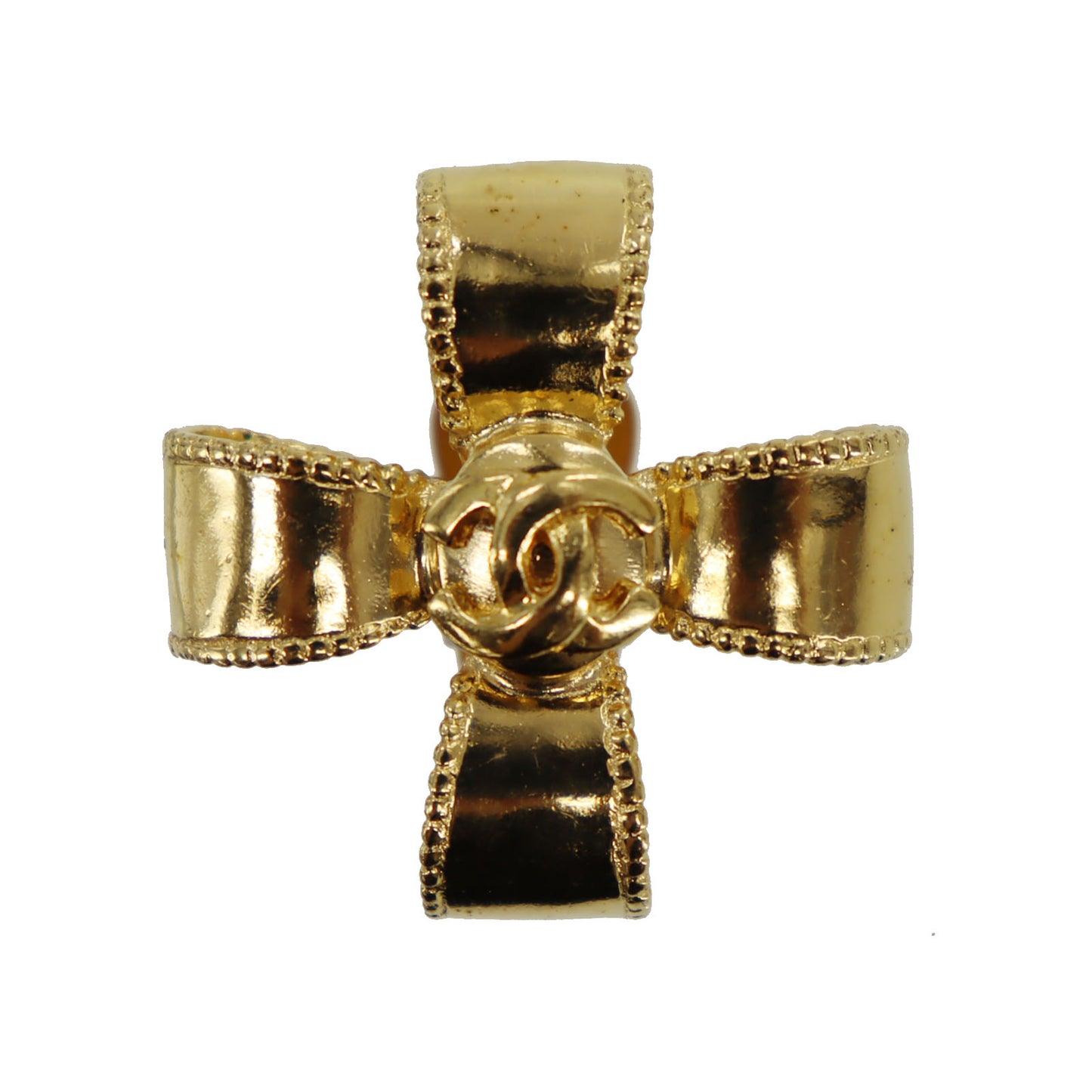 CHANEL CC Cross Logos Earrings Gold Clip-On 97 A #CD342