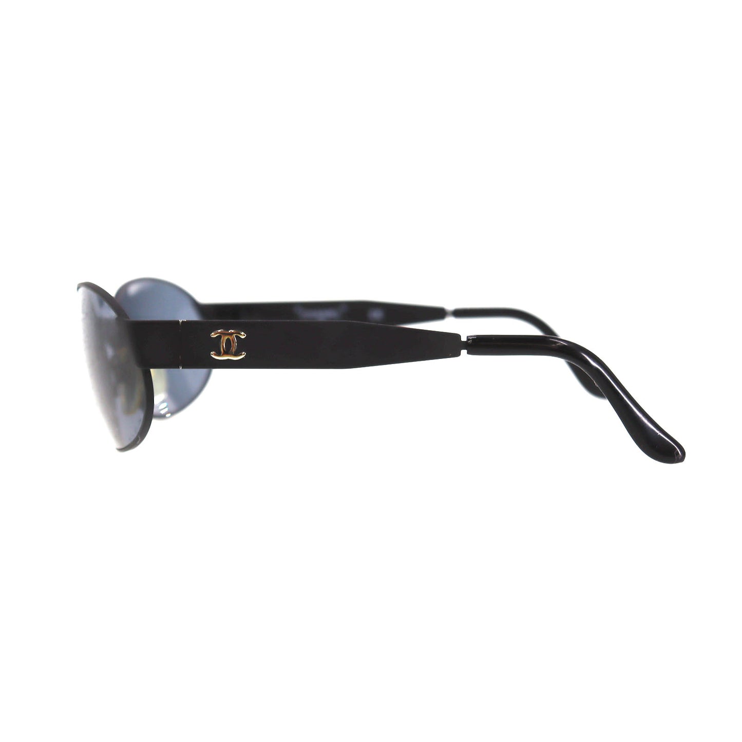 CHANEL Logos Sunglasses Mat Black Eye Wear #CP927