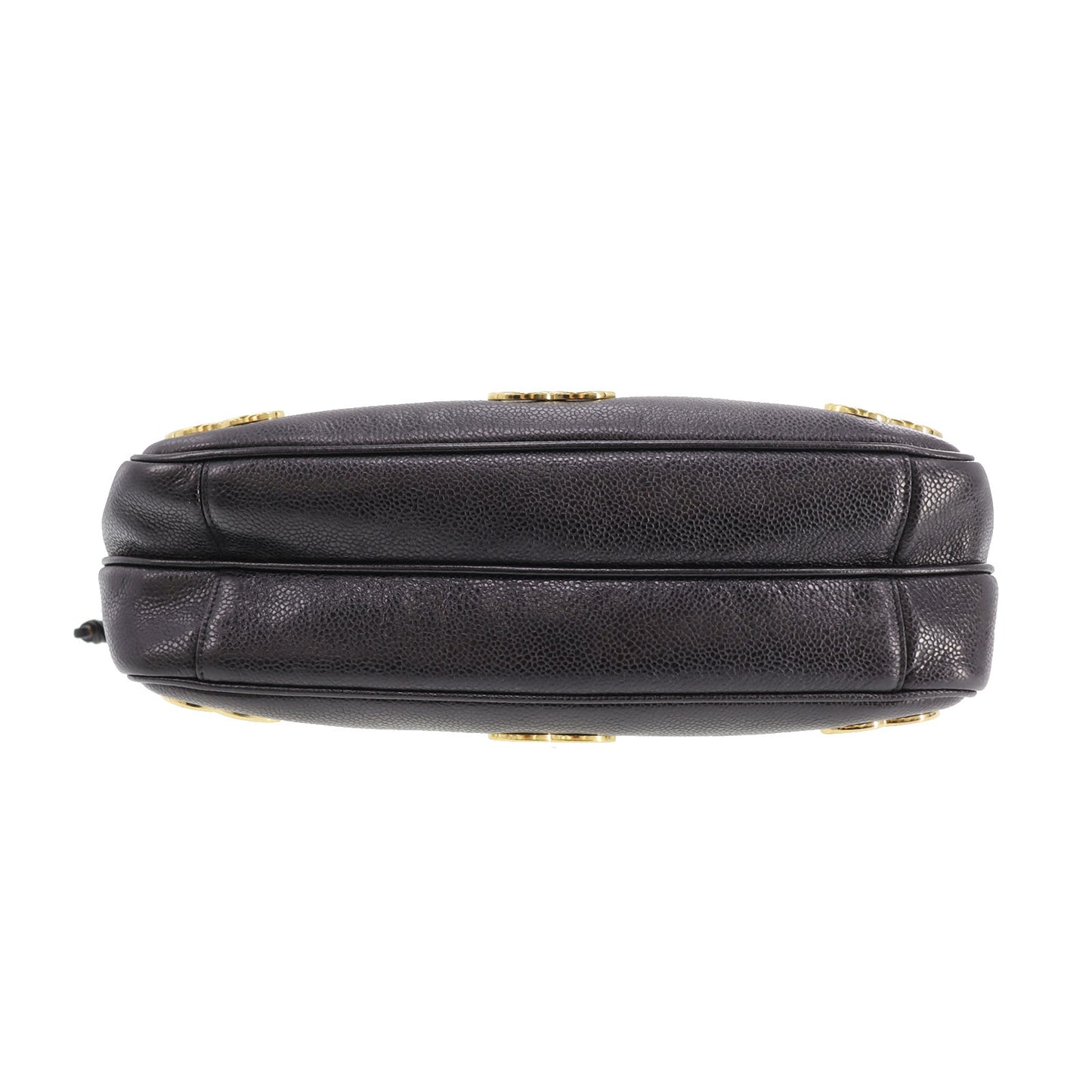 CHANEL CC Shoulder Bag Black Caviar Skin Leather #CG492