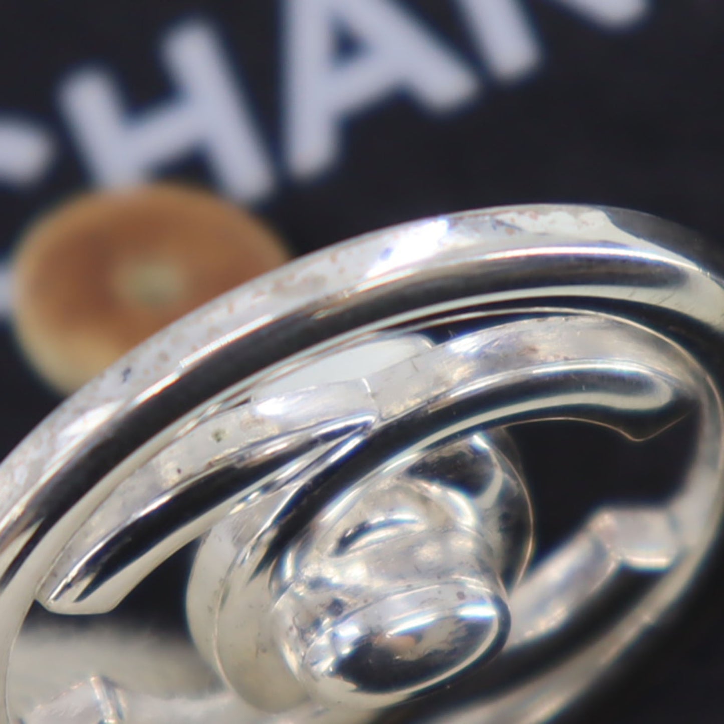 CHANEL CC Logos Circle Earrings Silver Clip-On 97 P #CH389