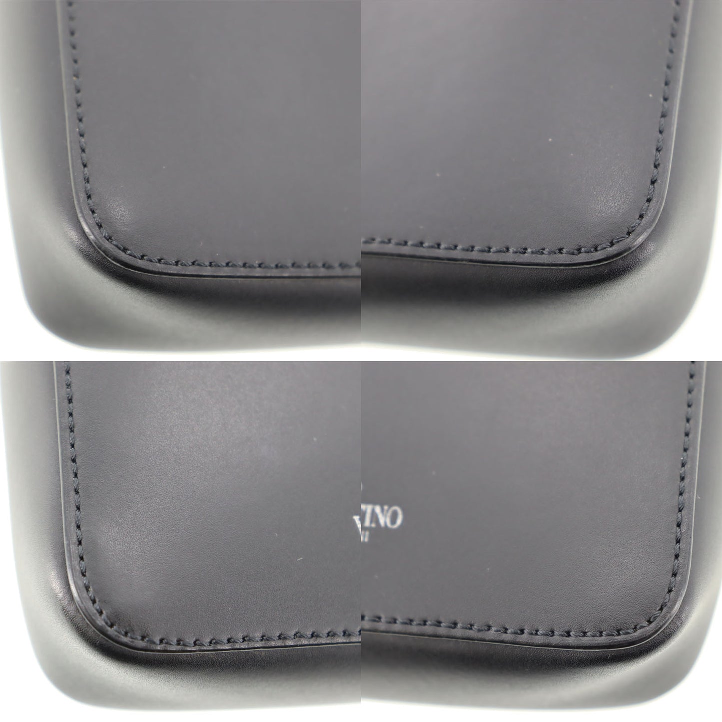 VALENTINO Logos Shoulder Bag Black Leather #BJ532