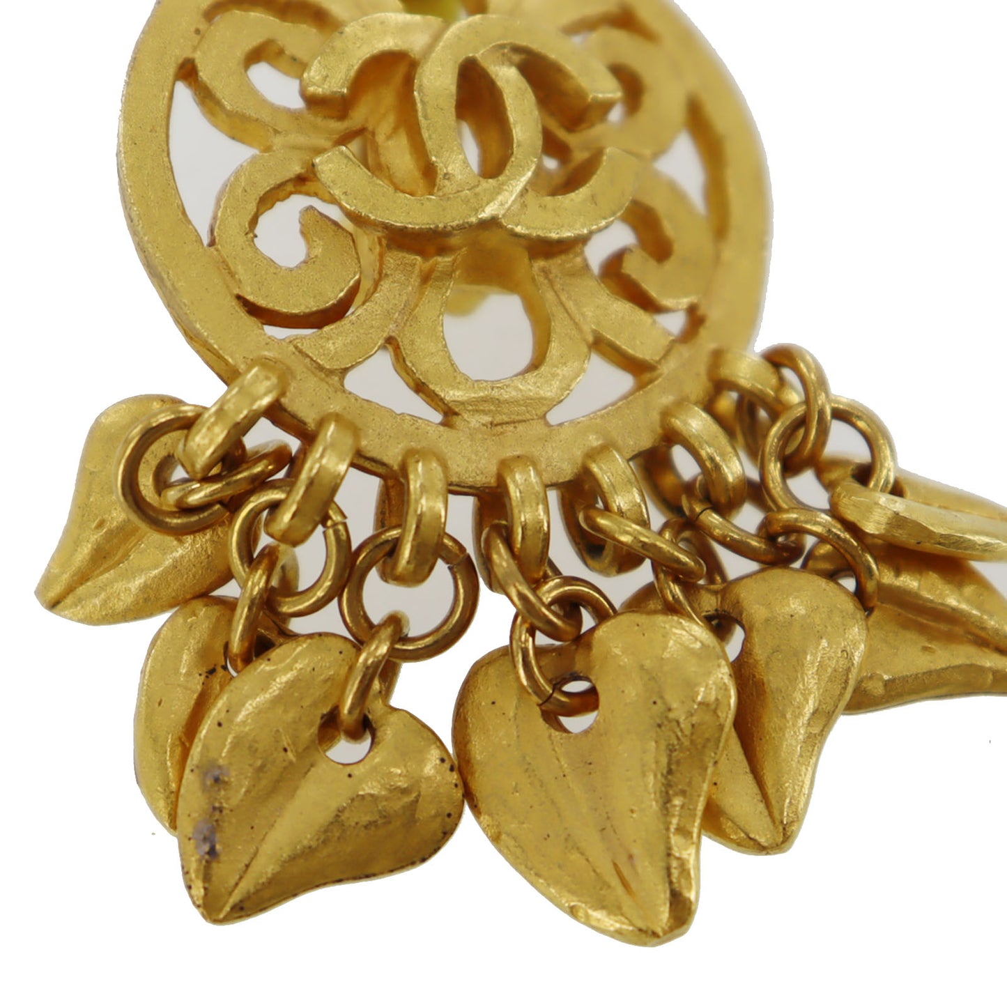 CHANEL CC Logos Earrings Gold Clip-On 95P #AH668