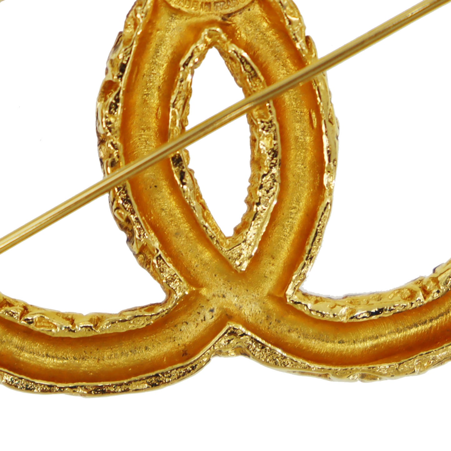 CHANEL CC Logos Pin Brooch Gold Plated 93 A #CN899