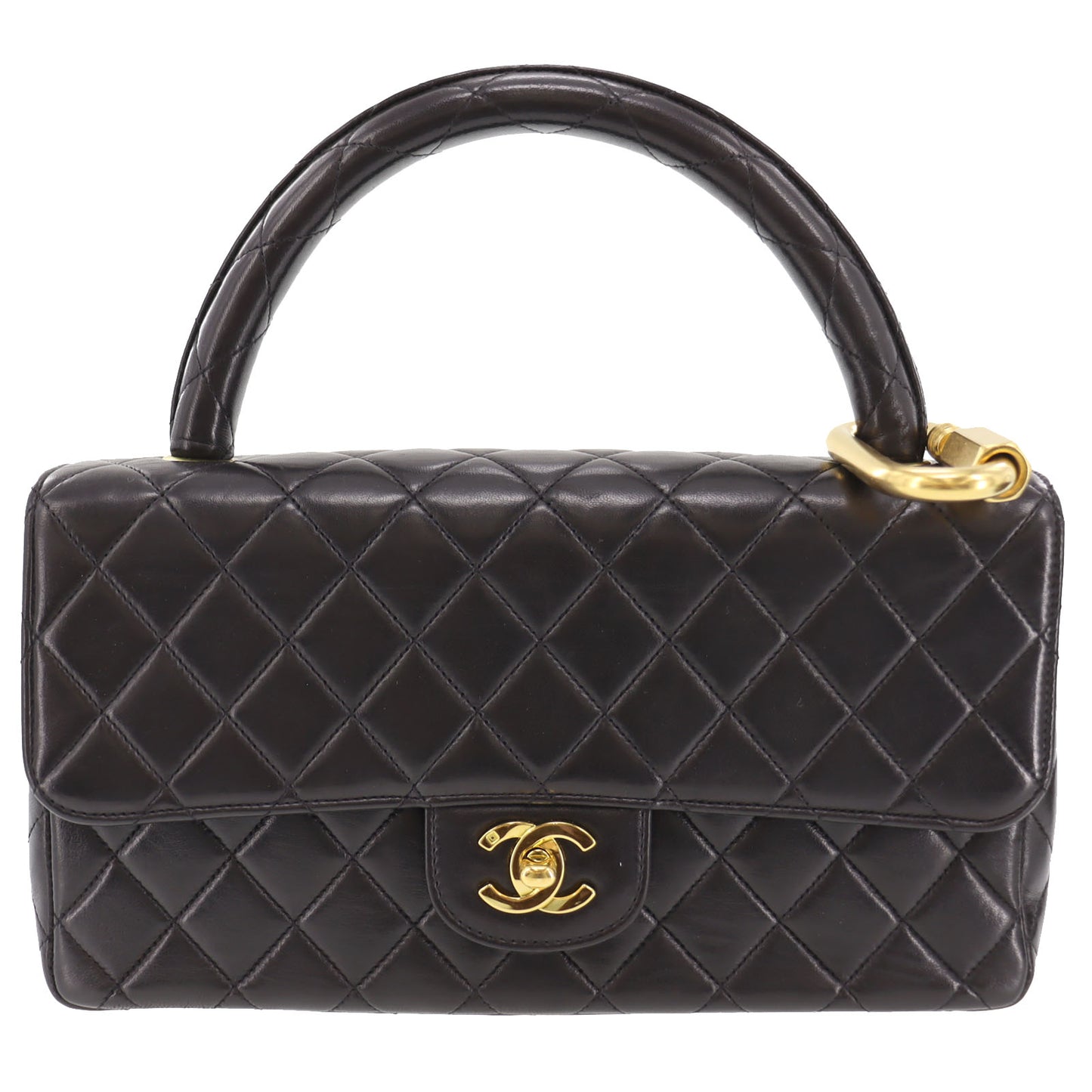 CHANEL HandBag Matelasse Pair Lambskin Leather Black #BU943