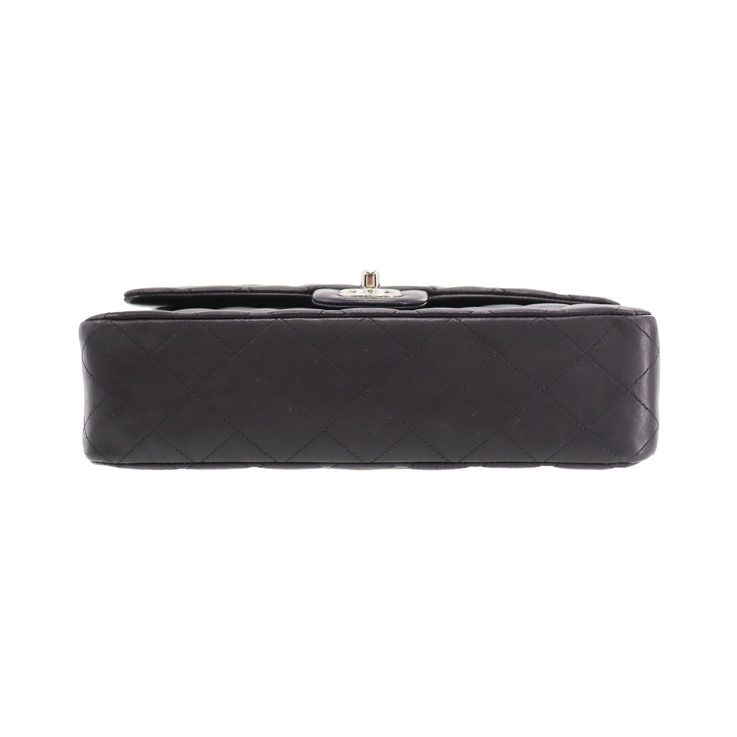 CHANEL Matelasse 25 Double Flap Shoulder Bag Black Lambskin #CJ765
