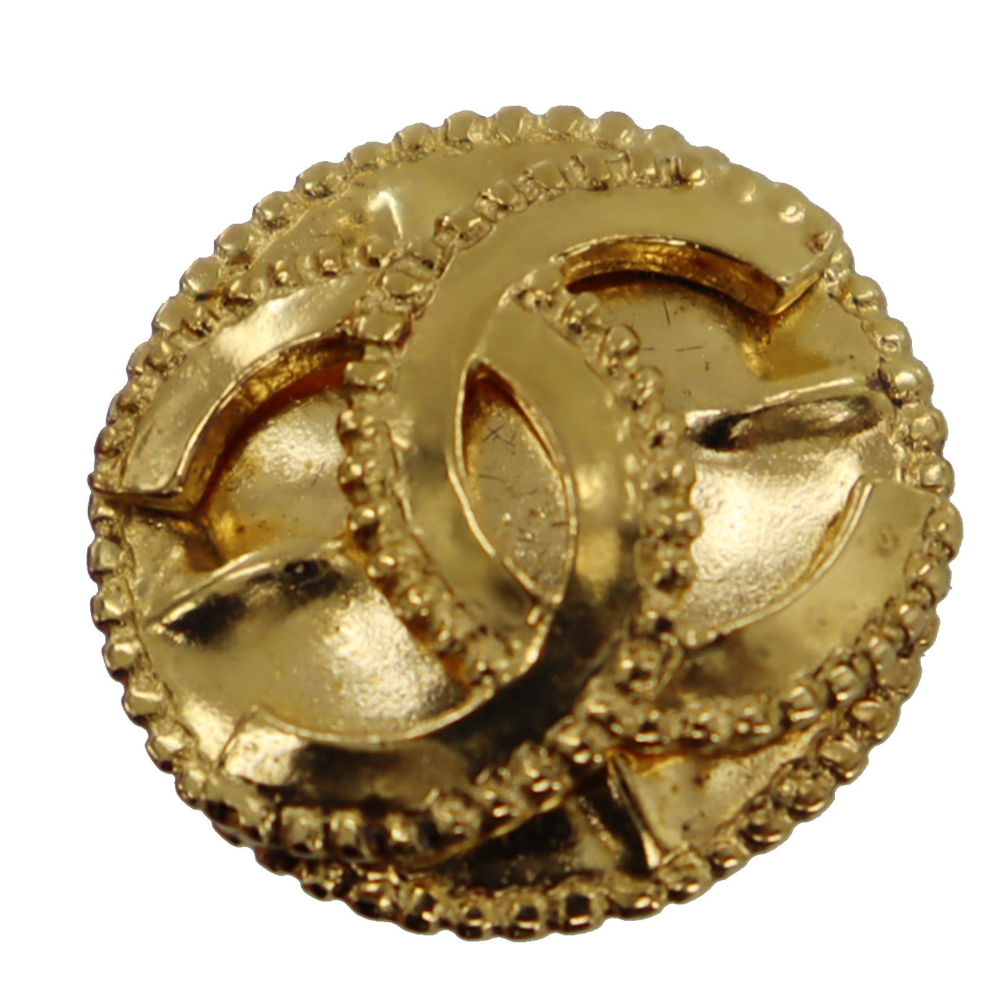 CHANEL CC Logos Circle Earrings 97 A Clip-On Gold #BR366