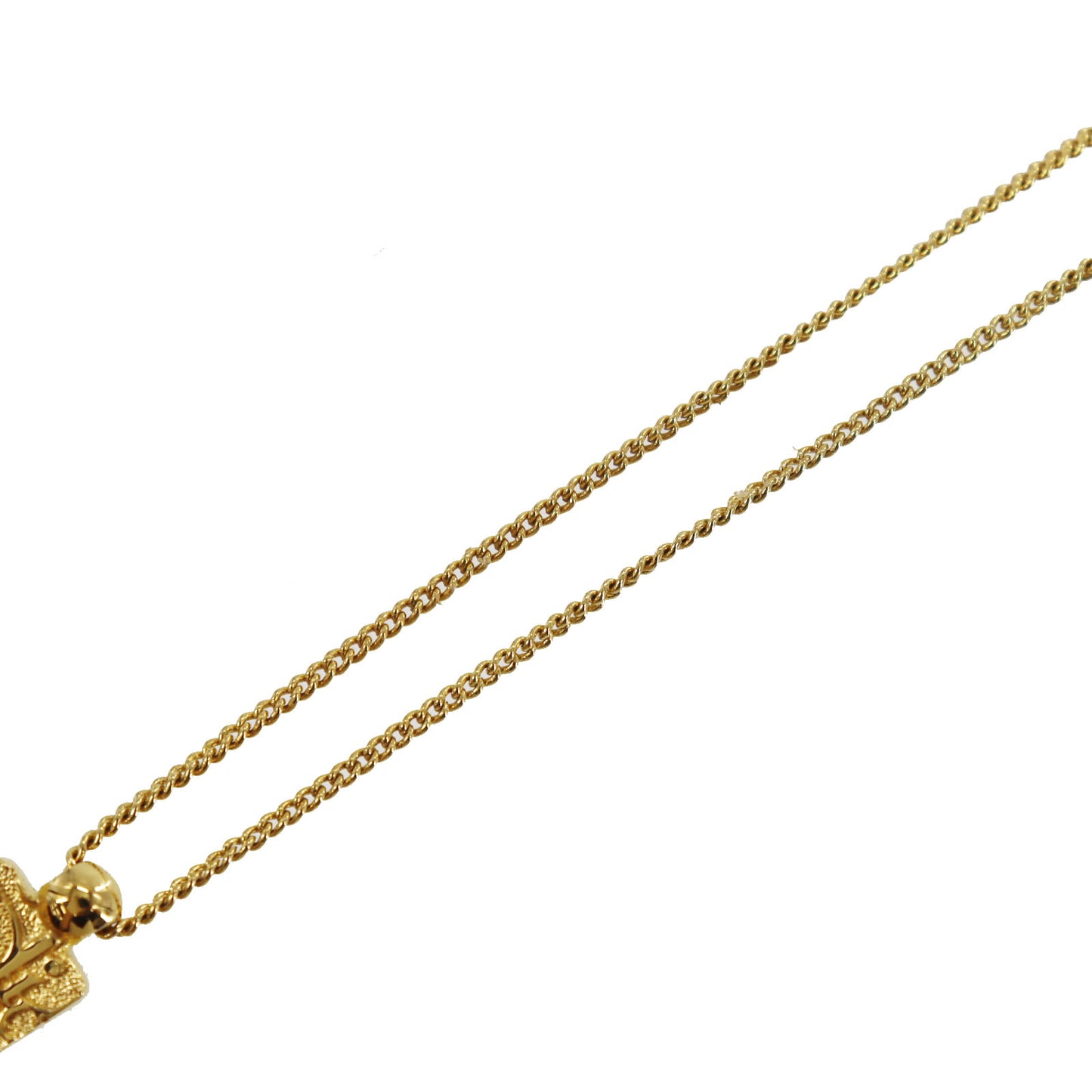 Christian Dior Trotter Rhinestones Chain Necklace Gold Plated #ED531