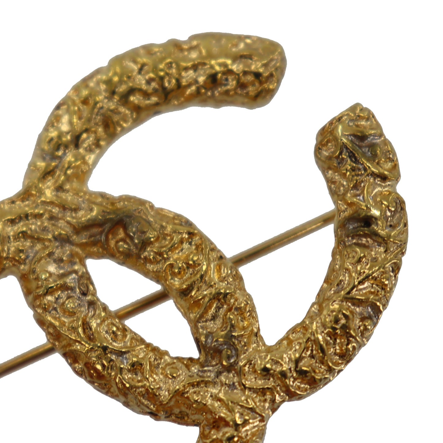 CHANEL CC Logos Pin Brooch Gold Plated 93 A #BX673